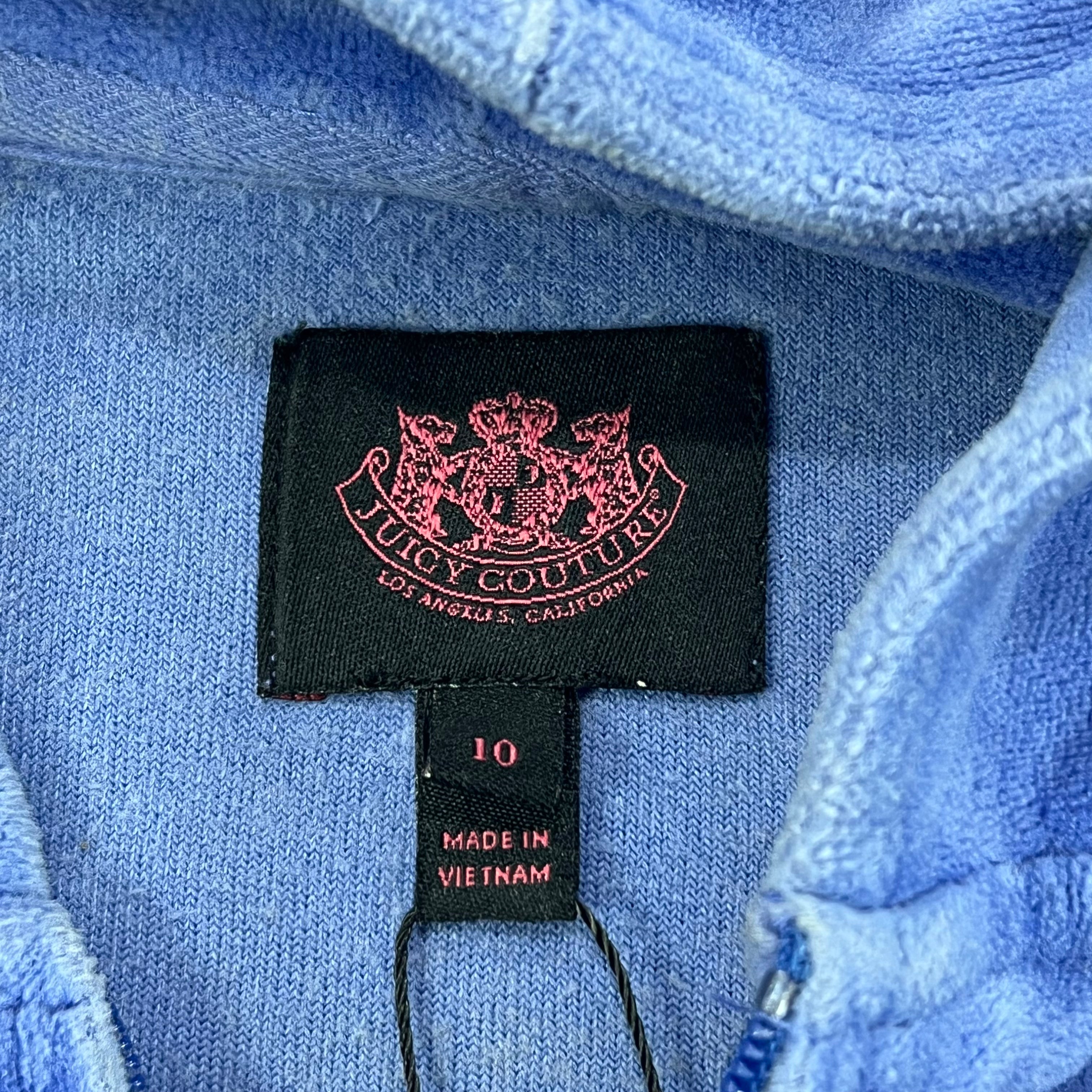 JUICY COUTURE BLUE VELOUR ZIP-UP HOODIE