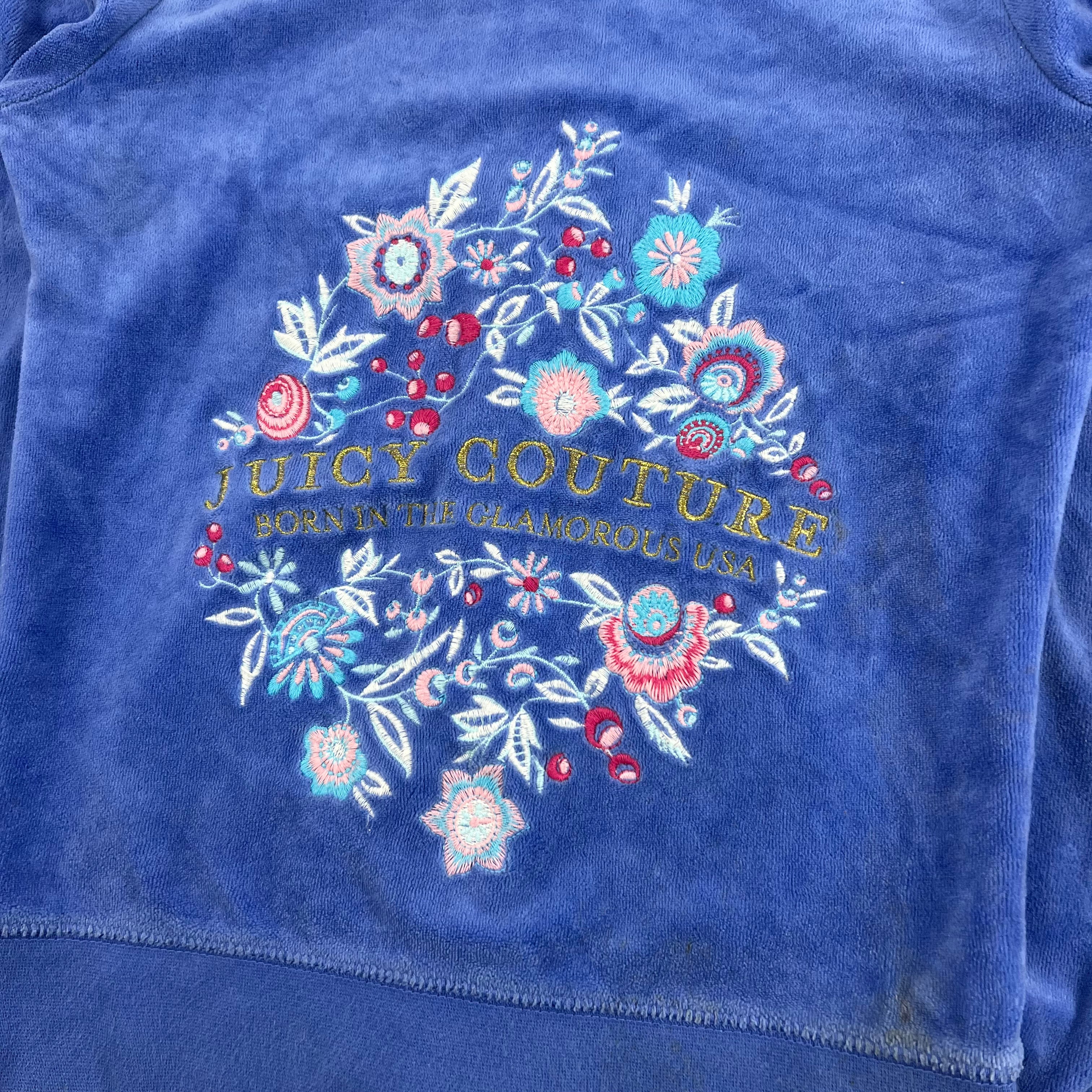 JUICY COUTURE BLUE VELOUR ZIP-UP HOODIE