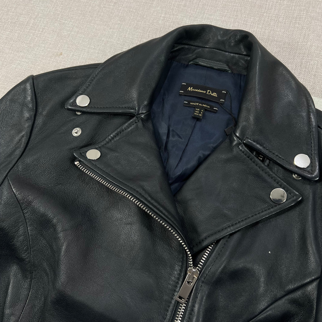 MASSIMO DUTTI LEATHER BIKER JACKET