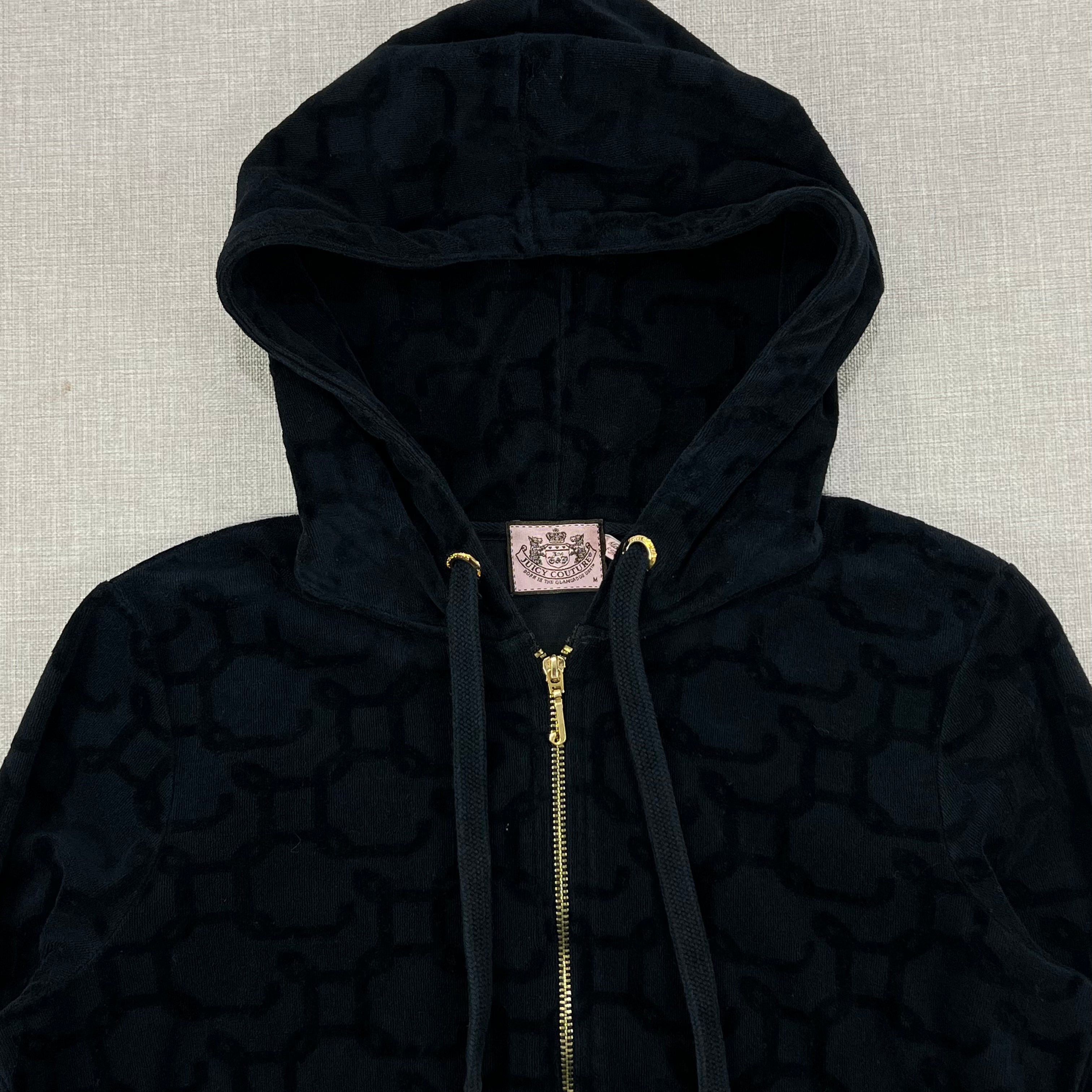 JUICY COUTURE BLACK VELOUR HOODIE