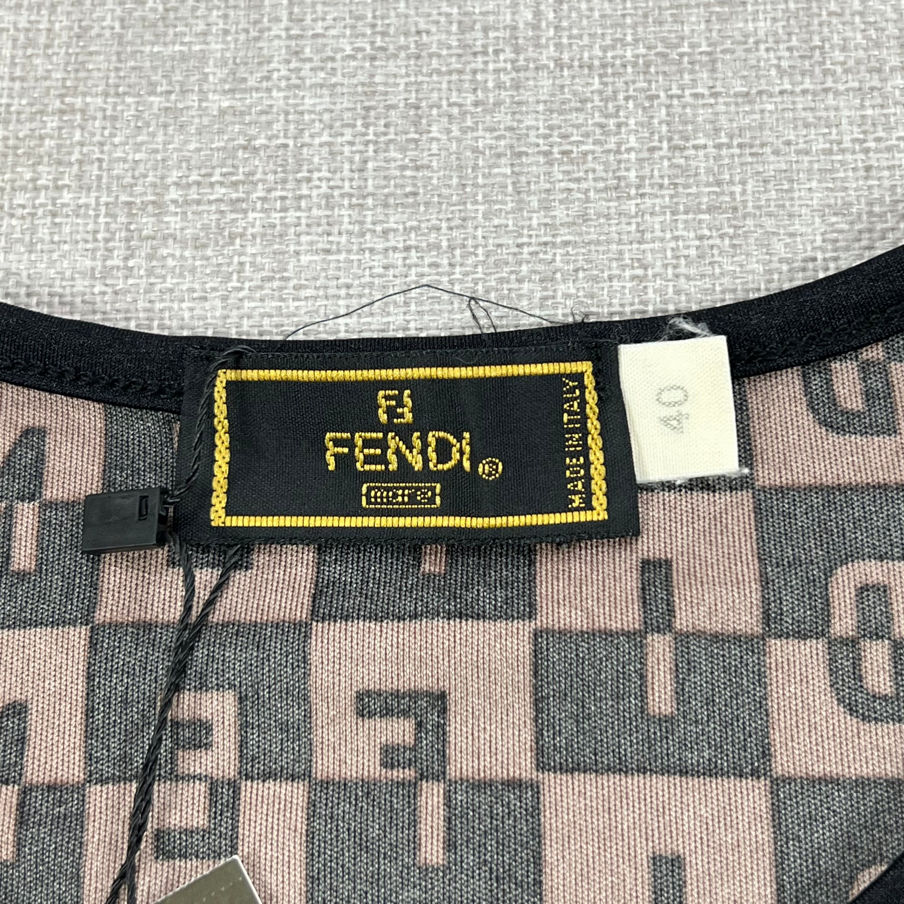 FENDI BLACK CHECKERBOARD PATTERN TEE