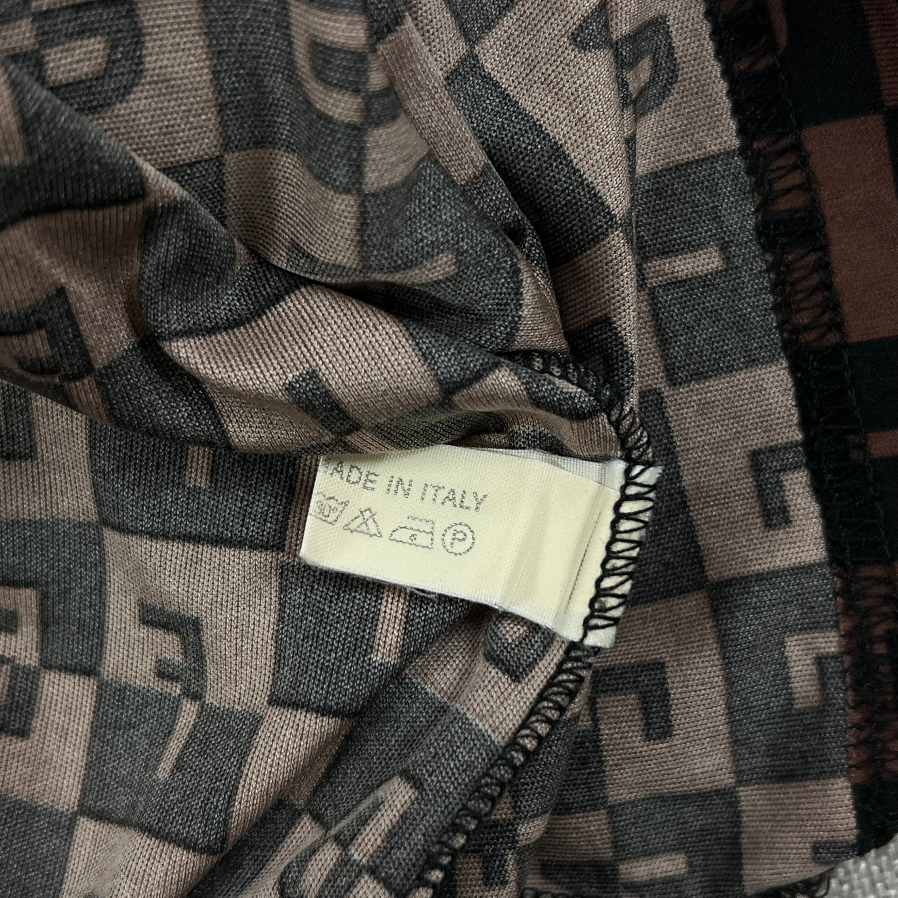FENDI BLACK CHECKERBOARD PATTERN TEE