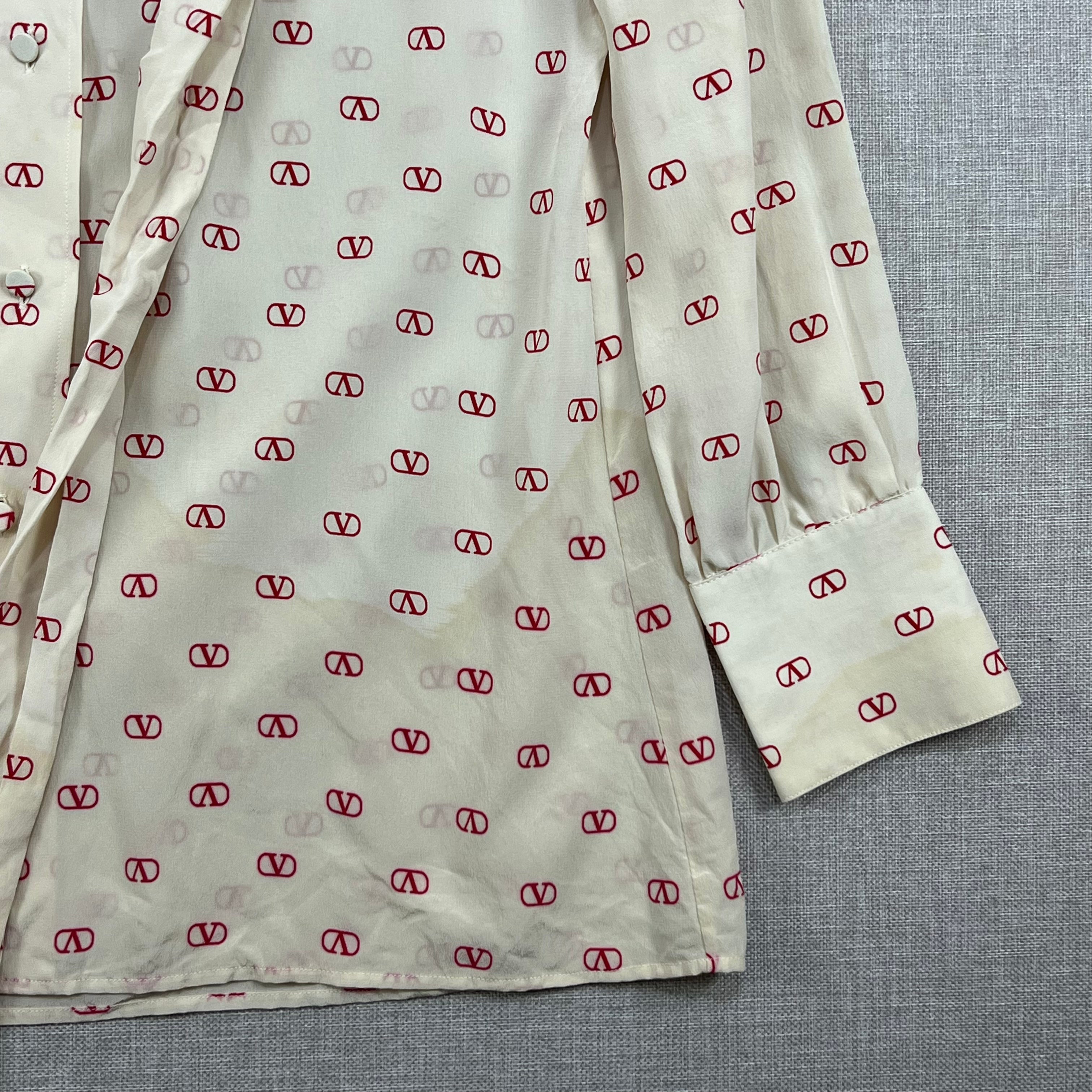 VALENTINO  BLOUSE RED V-LOGO PATTERN