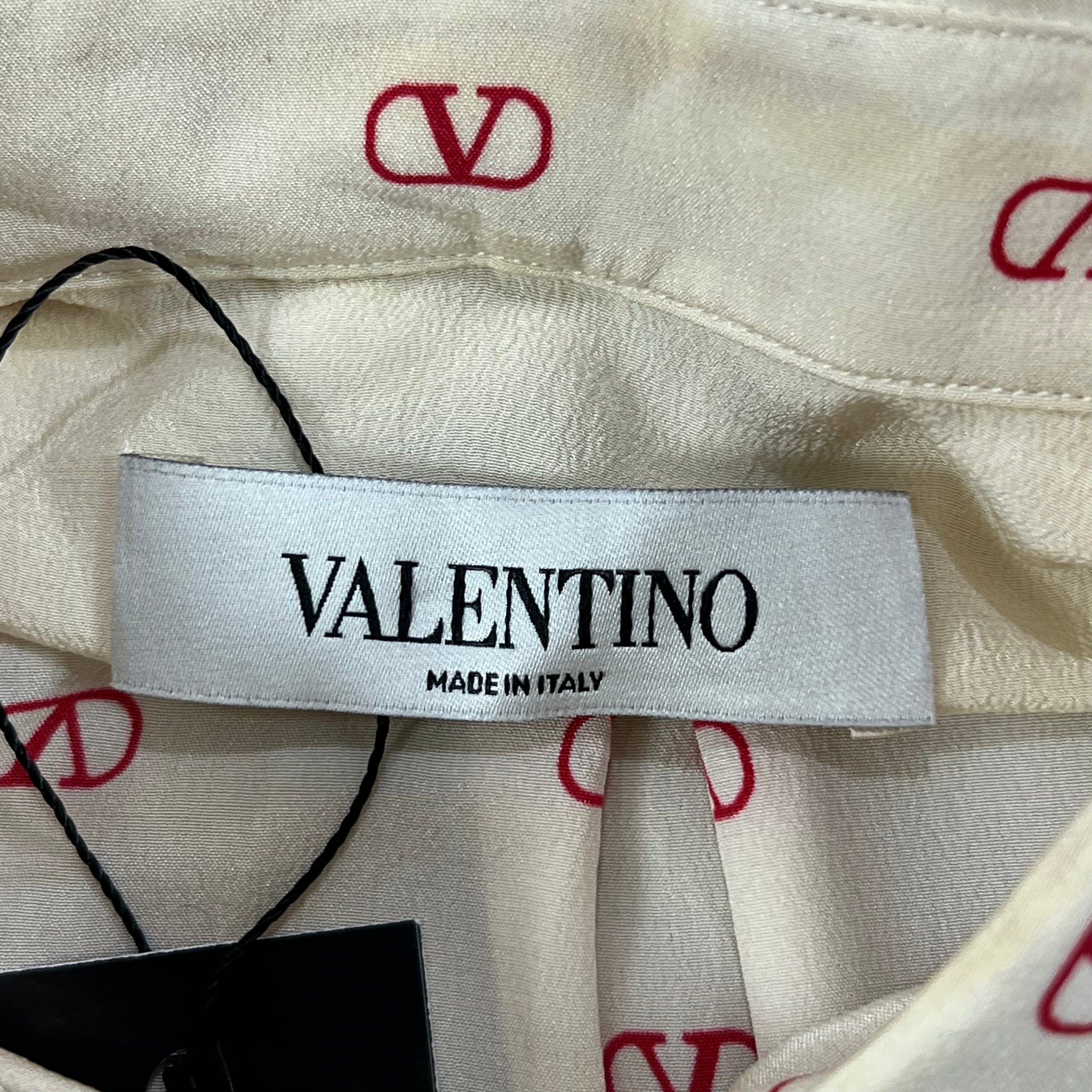 VALENTINO  BLOUSE RED V-LOGO PATTERN