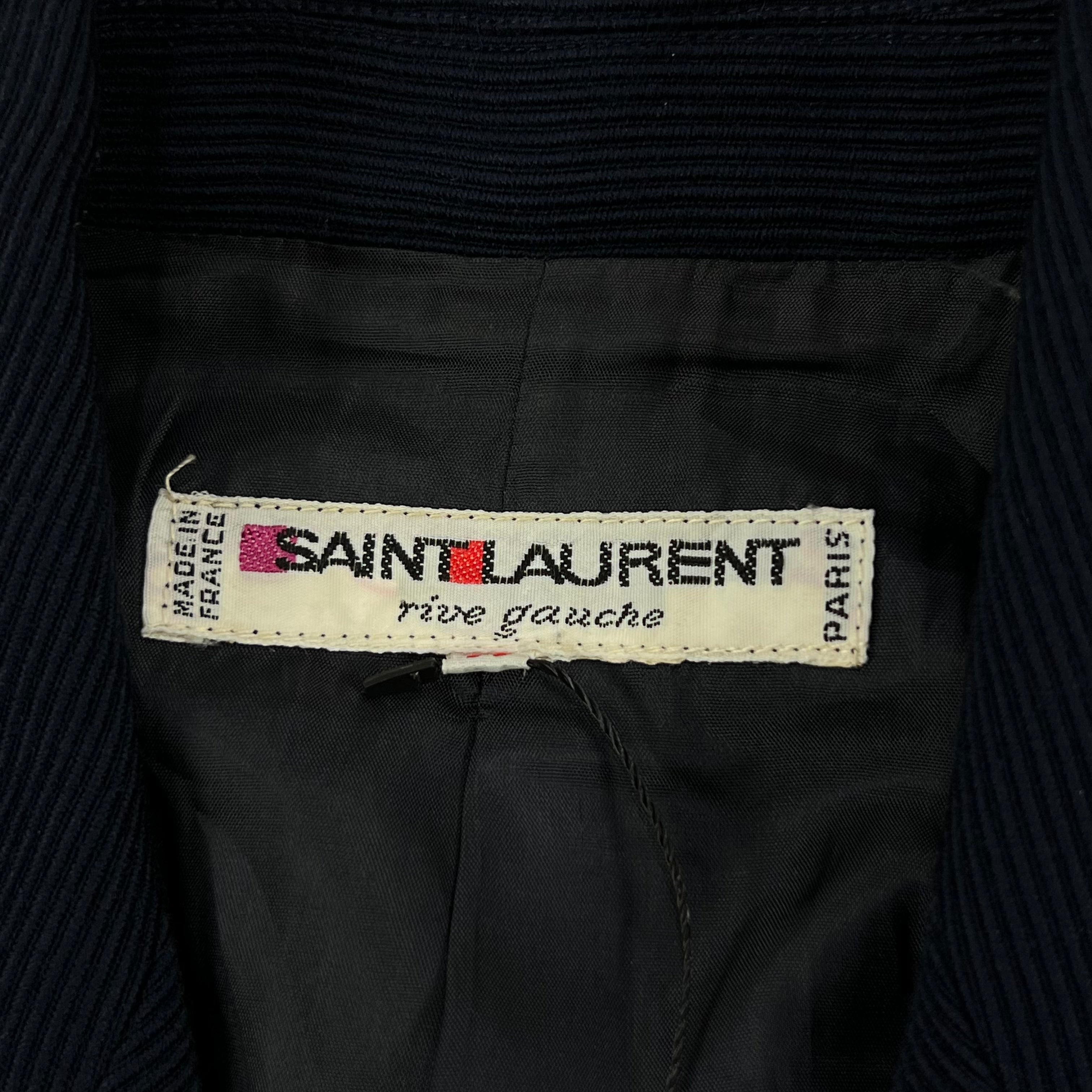 VINTAGE SAINT LAURENT NVY CROPPED BLAZER