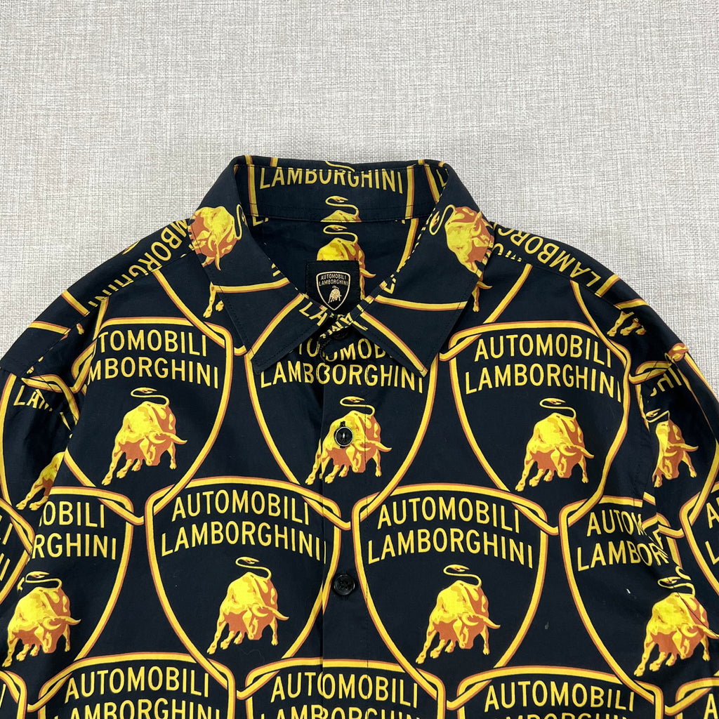 AUTOMOBILI LAMBORGHINI AOP BUTTON UP POLO