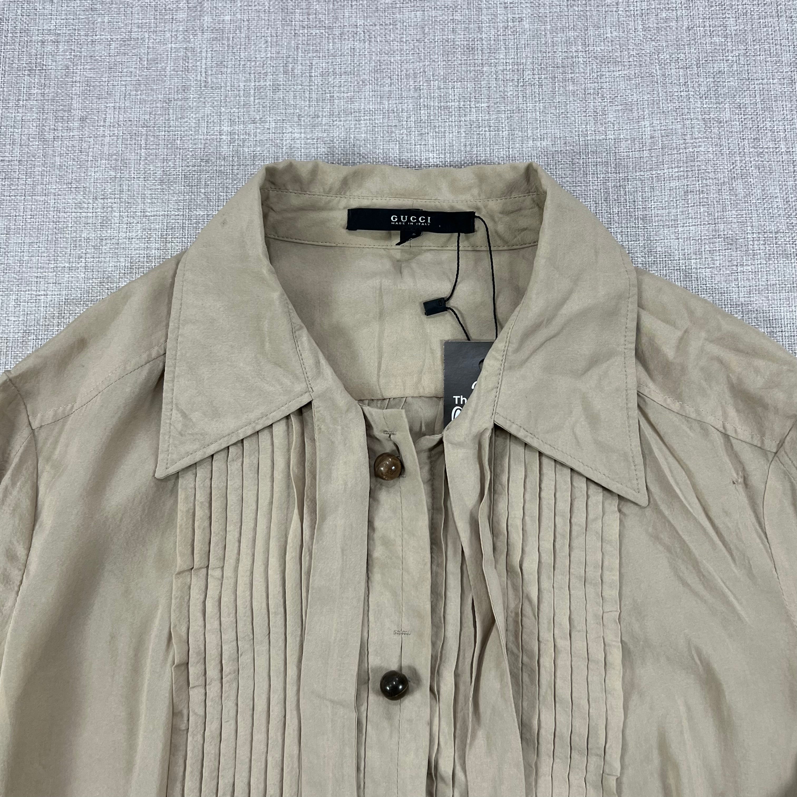 GUCCI SILK BOW TIE PINTUCK BLOUSE