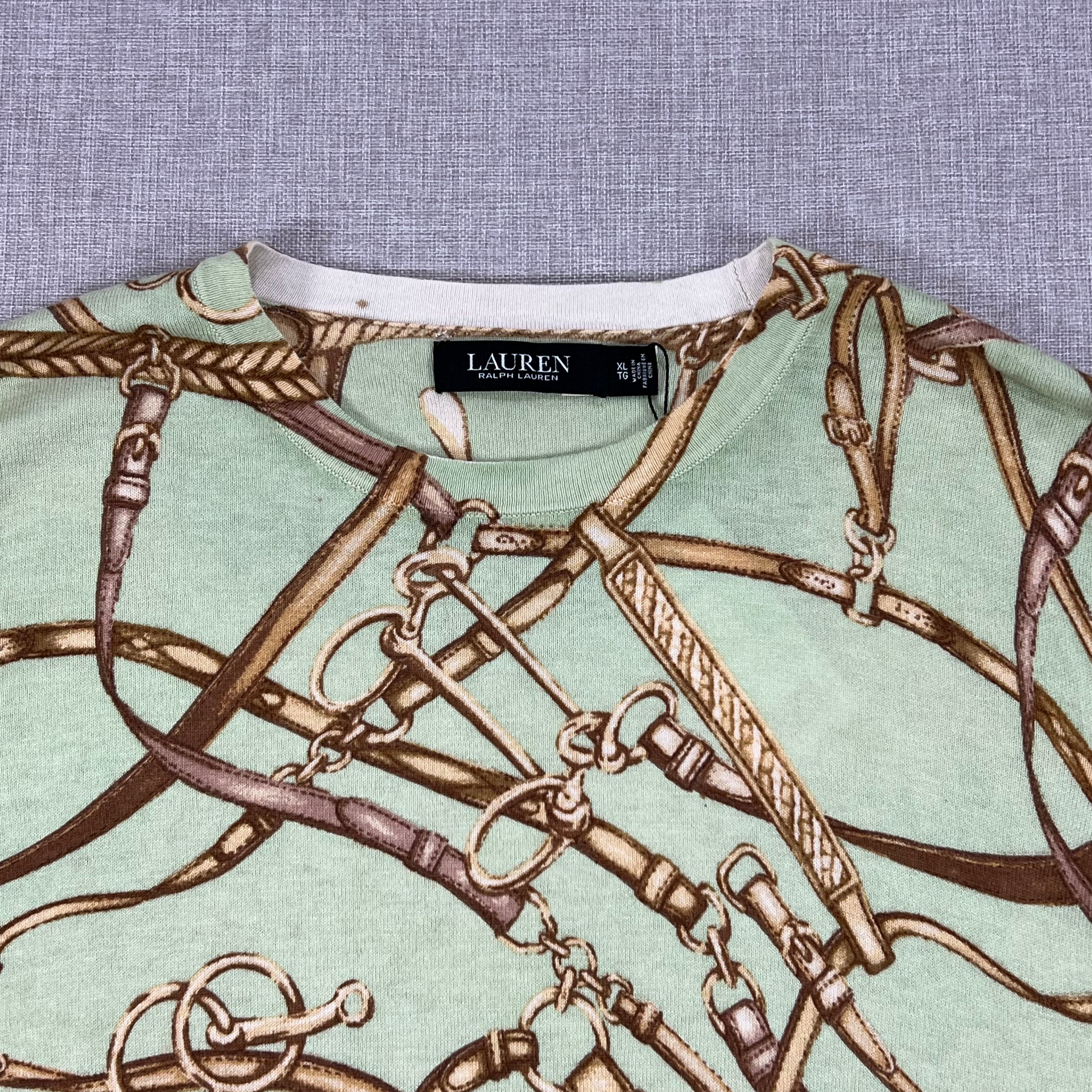 LAUREN RALPH LAUREN EQUESTRIAN-PRINT CREWNECK SWEATER