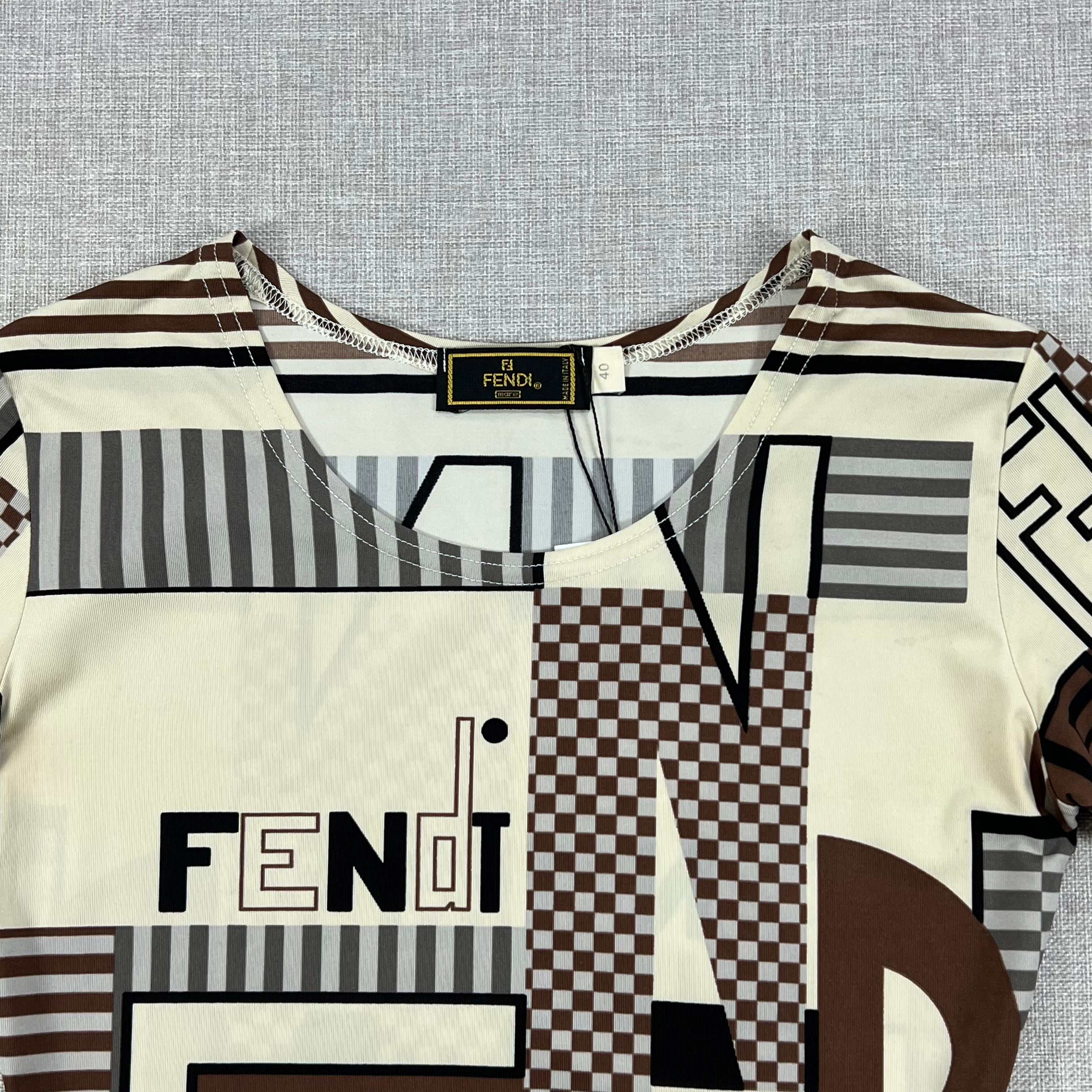 FENDI VINTAGE GEOMETRIC LOGO PRINT TOP