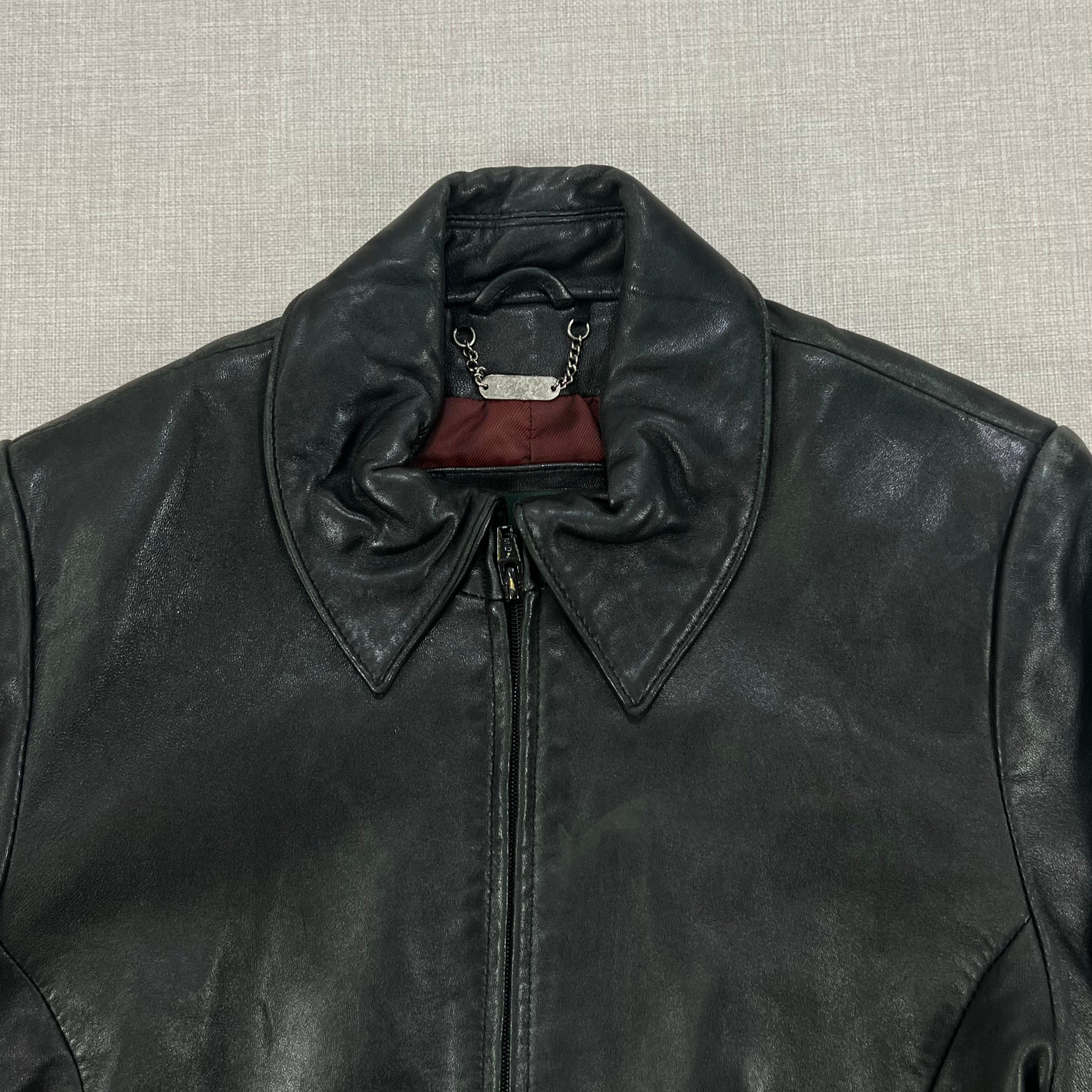 DAINIER LEATHER BLACK FULL-ZIP CLASSIC JACKET