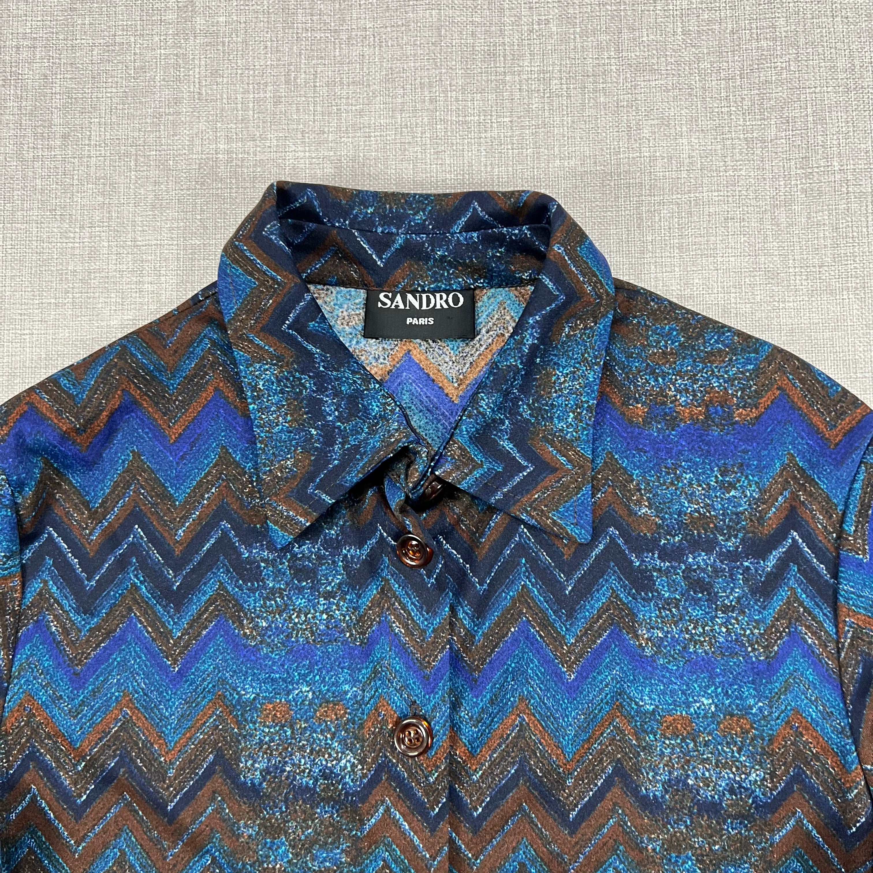 SANDRO BLUE AND BROWN ZIG-ZAG PATTERN P/S