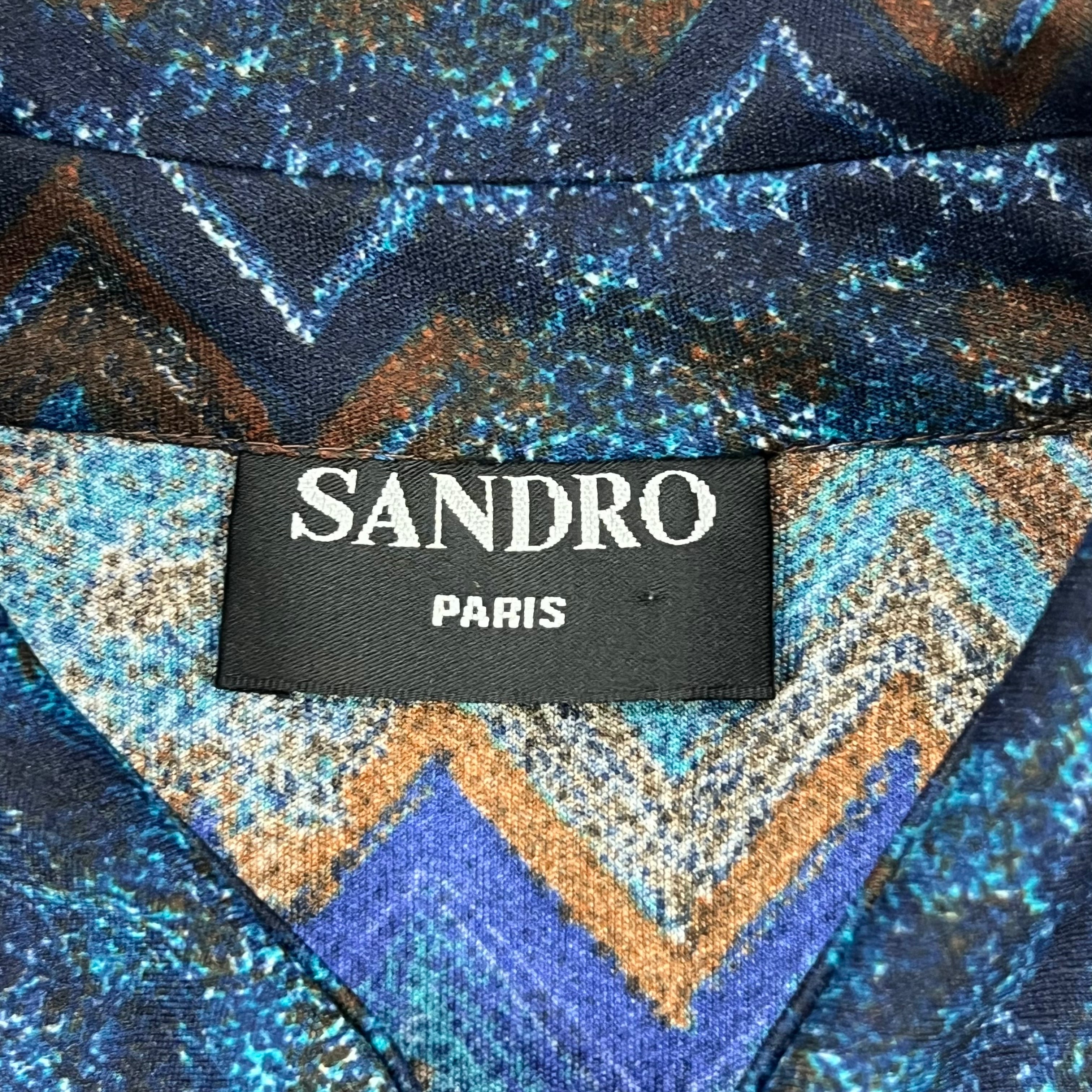 SANDRO BLUE AND BROWN ZIG-ZAG PATTERN P/S