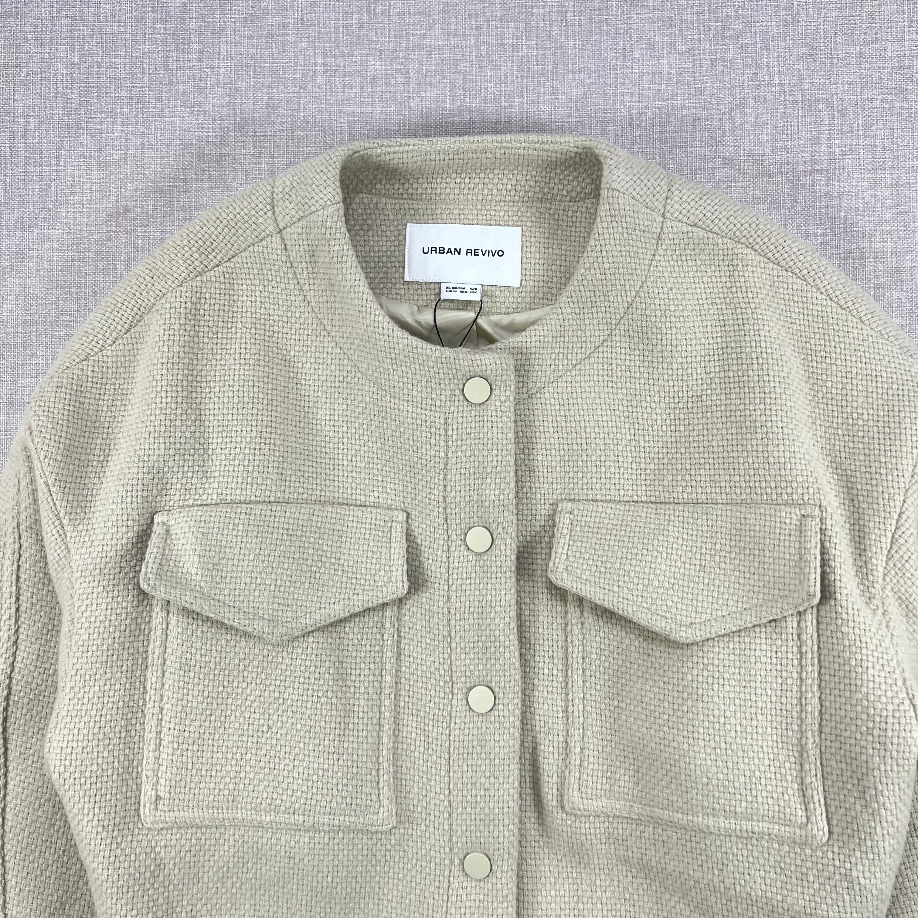 URBAN REVIVO BEIGE CROPPED JACKET
