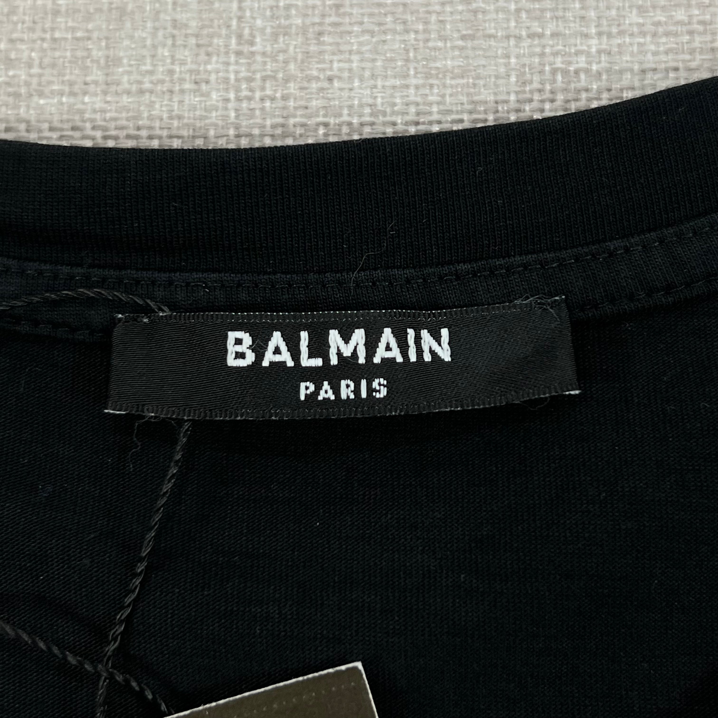 BALMAIN PARIS GOLD-TONE METALLIC LOGO PRINT