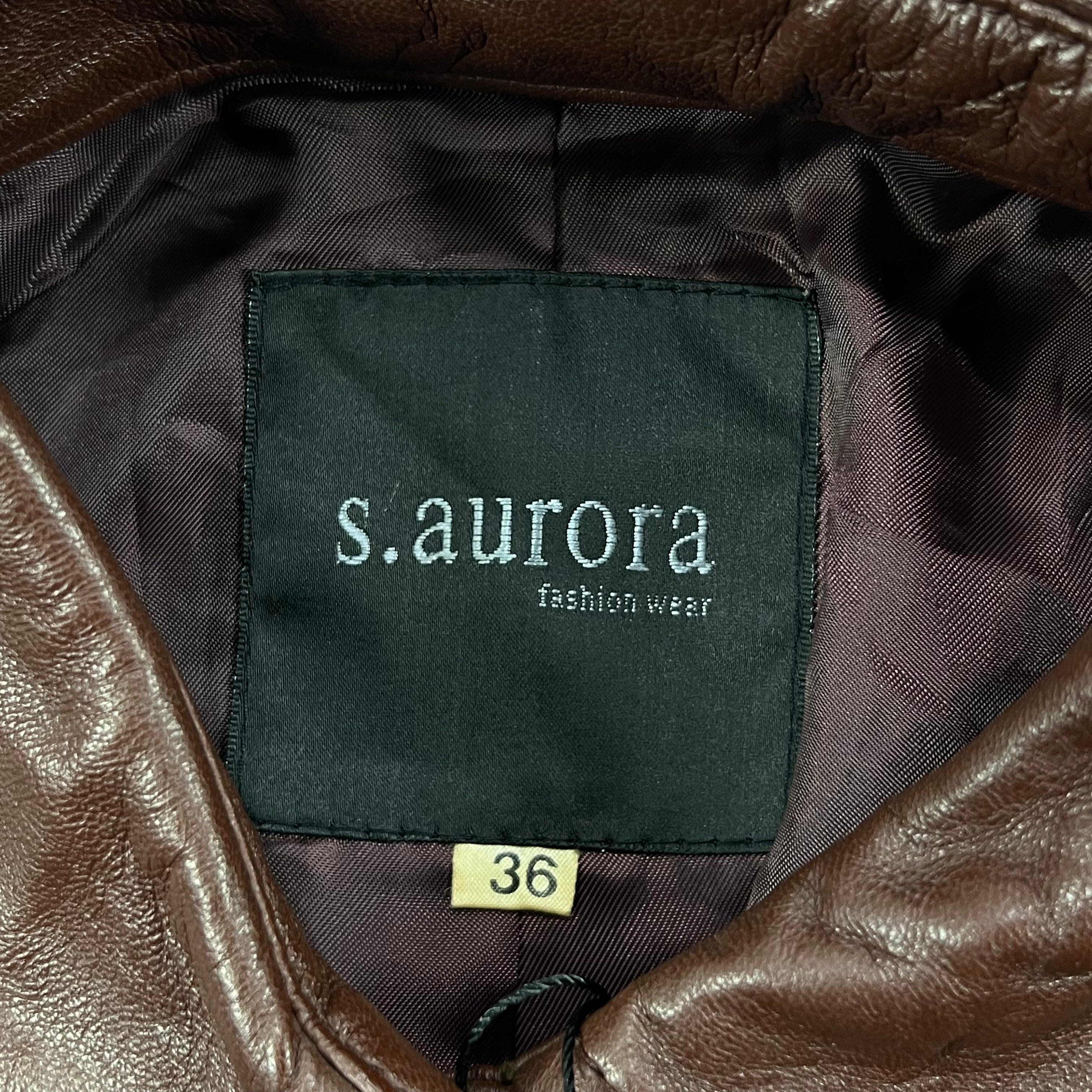 S.AURORA BROWN LEATHER TRENCH COAT