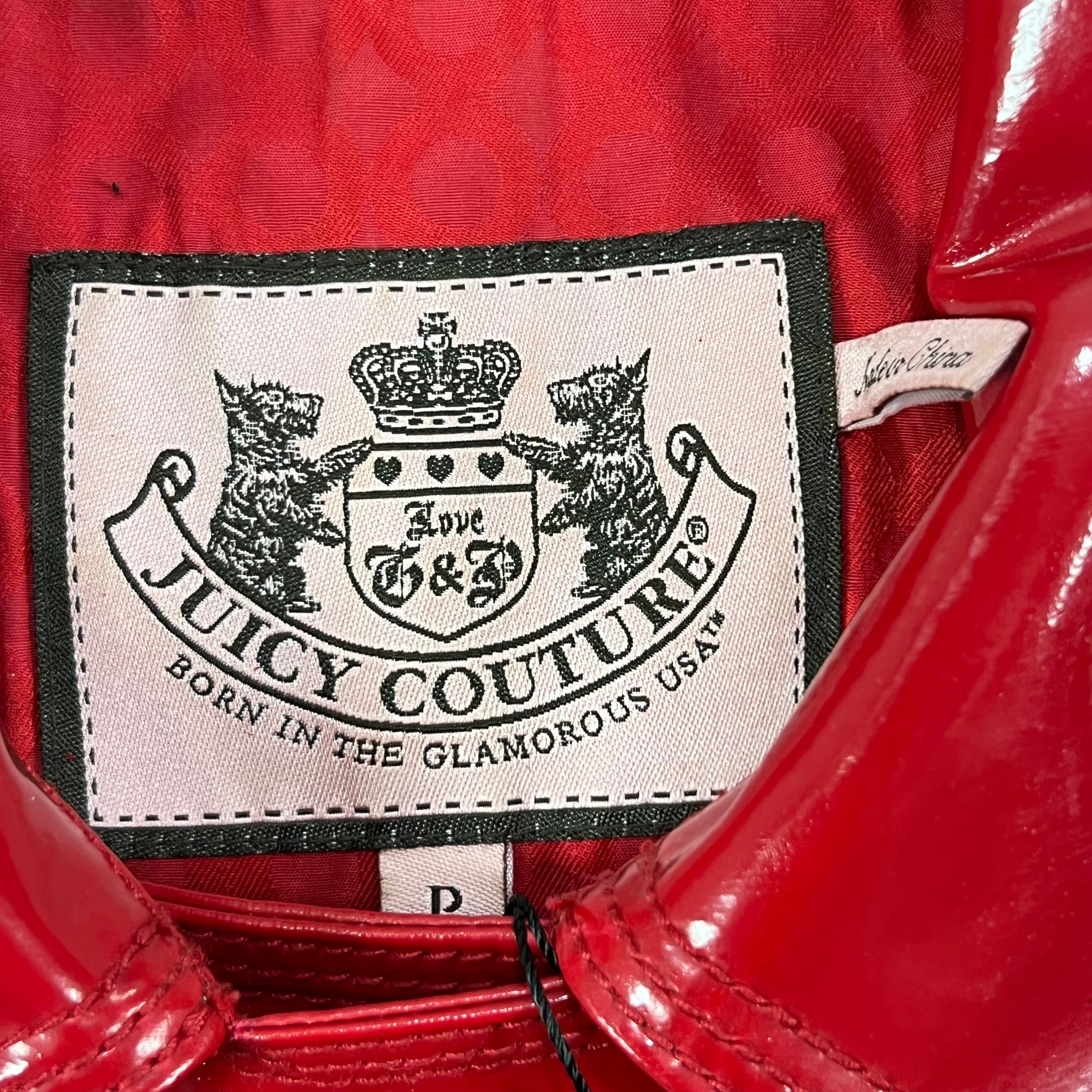 JUICY COUTURE RED PATENT VINYL CROPPED TRENCH COAT