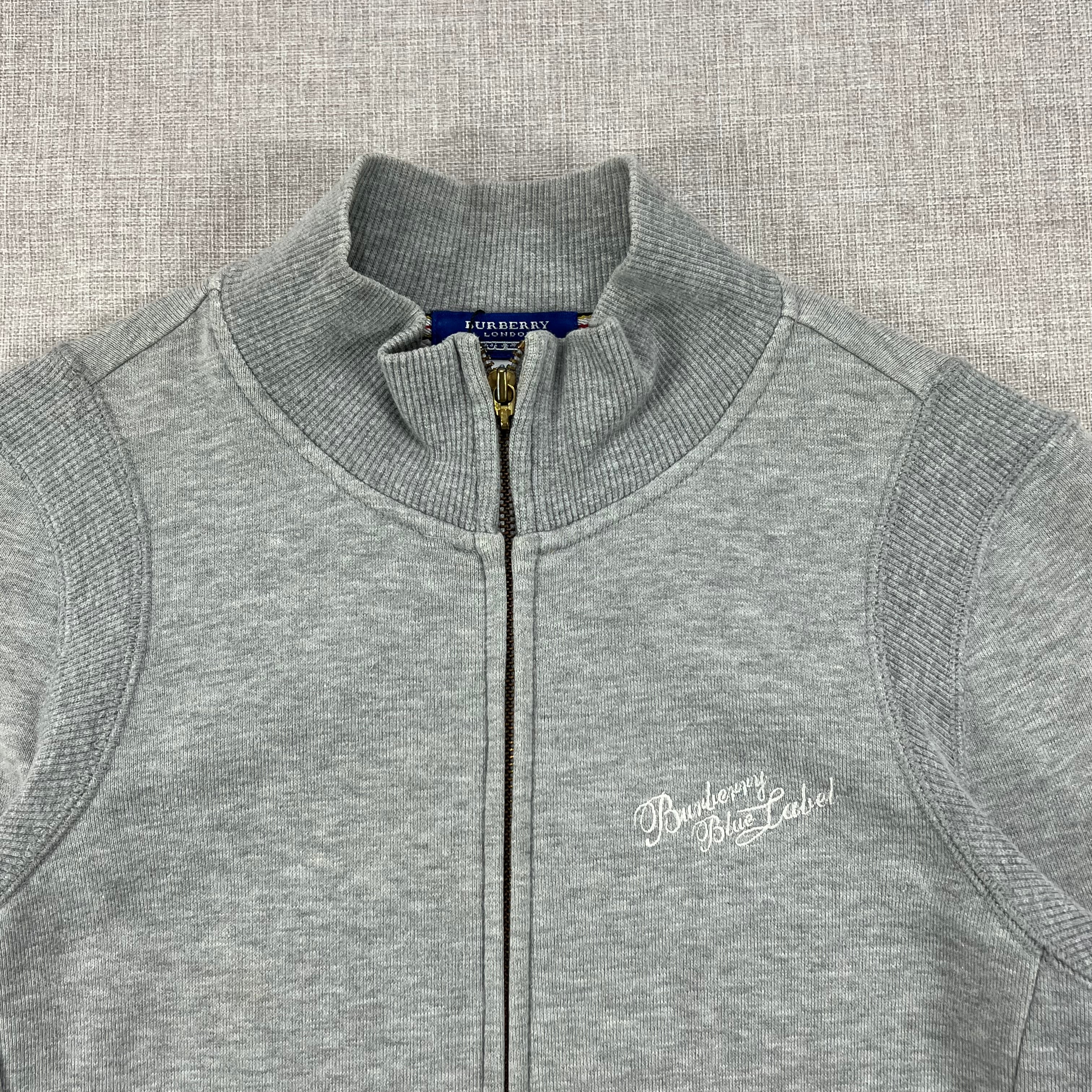 BURBERRY BLUE LABEL GREY ZIP-UP SWEATSHIRT