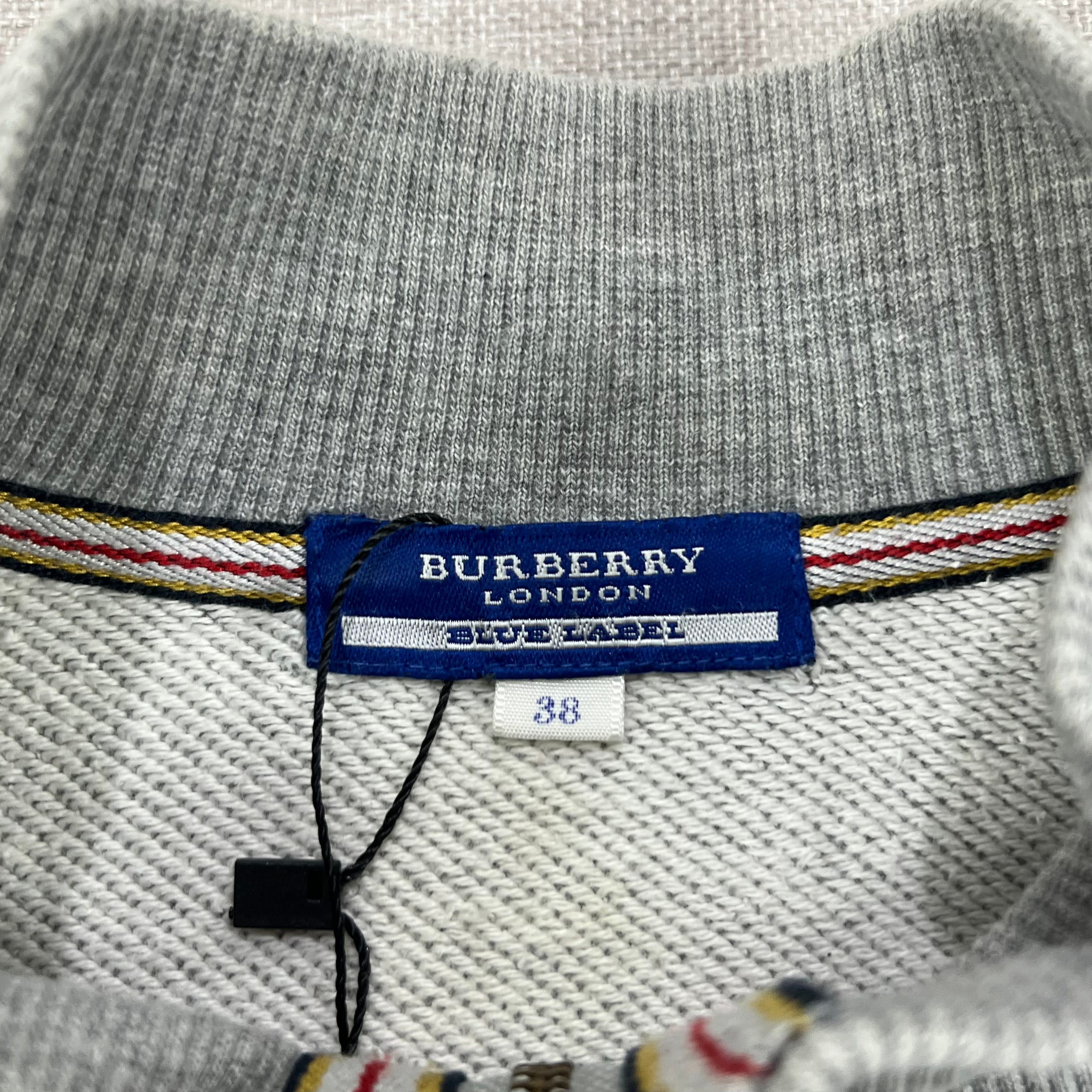 BURBERRY BLUE LABEL GREY ZIP-UP SWEATSHIRT