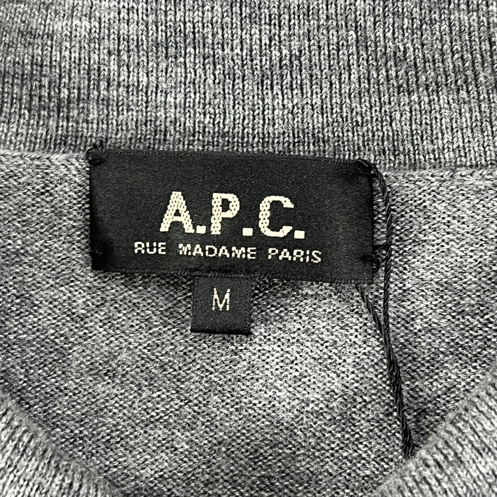 A.P.C. GREY KNIT POLO SWEATER