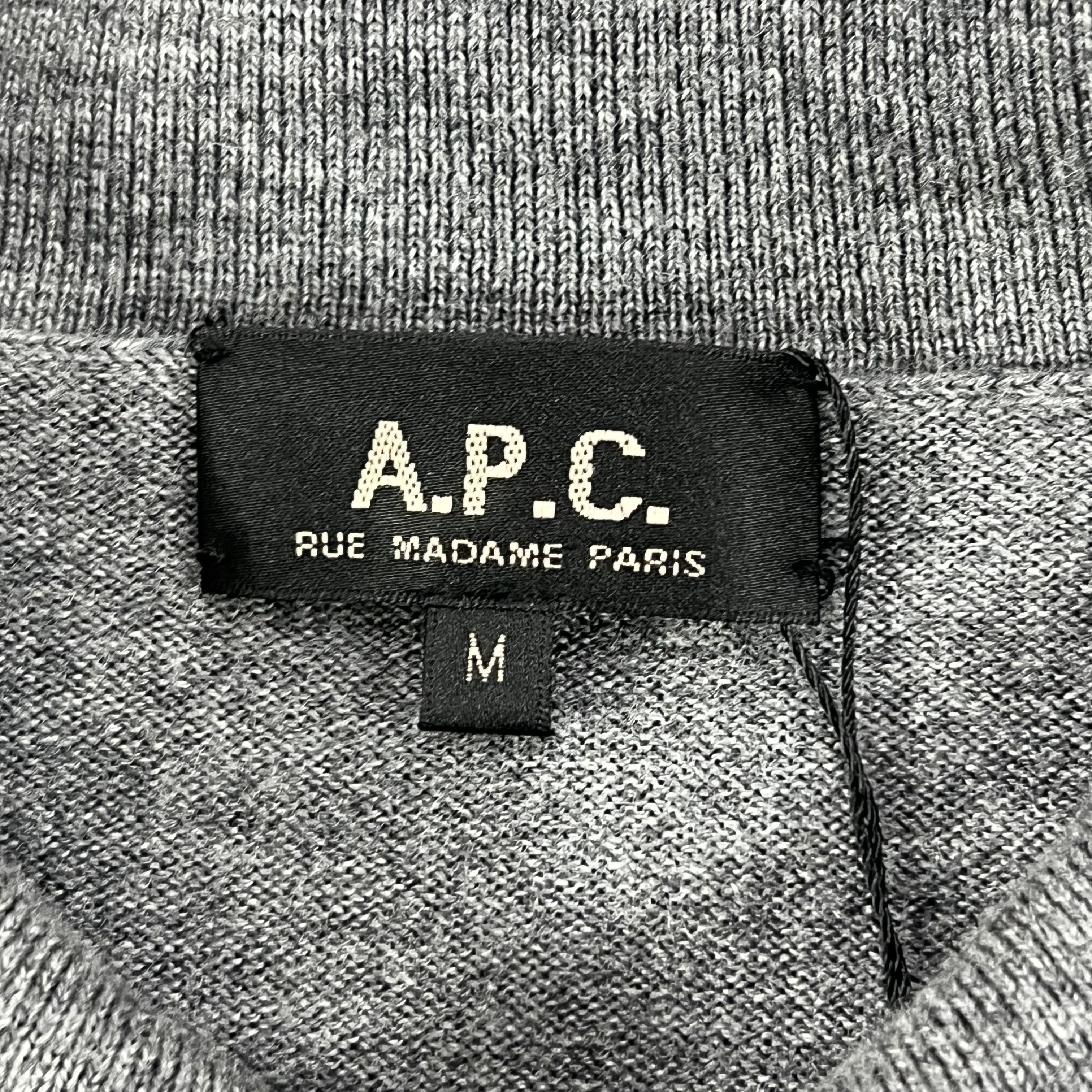 A.P.C. GREY KNIT POLO SWEATER