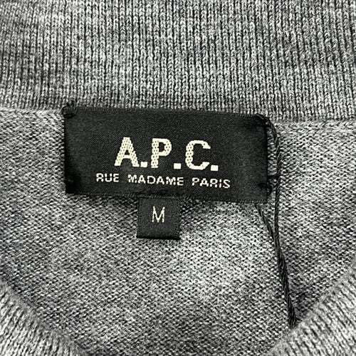 A.P.C. GREY KNIT POLO SWEATER