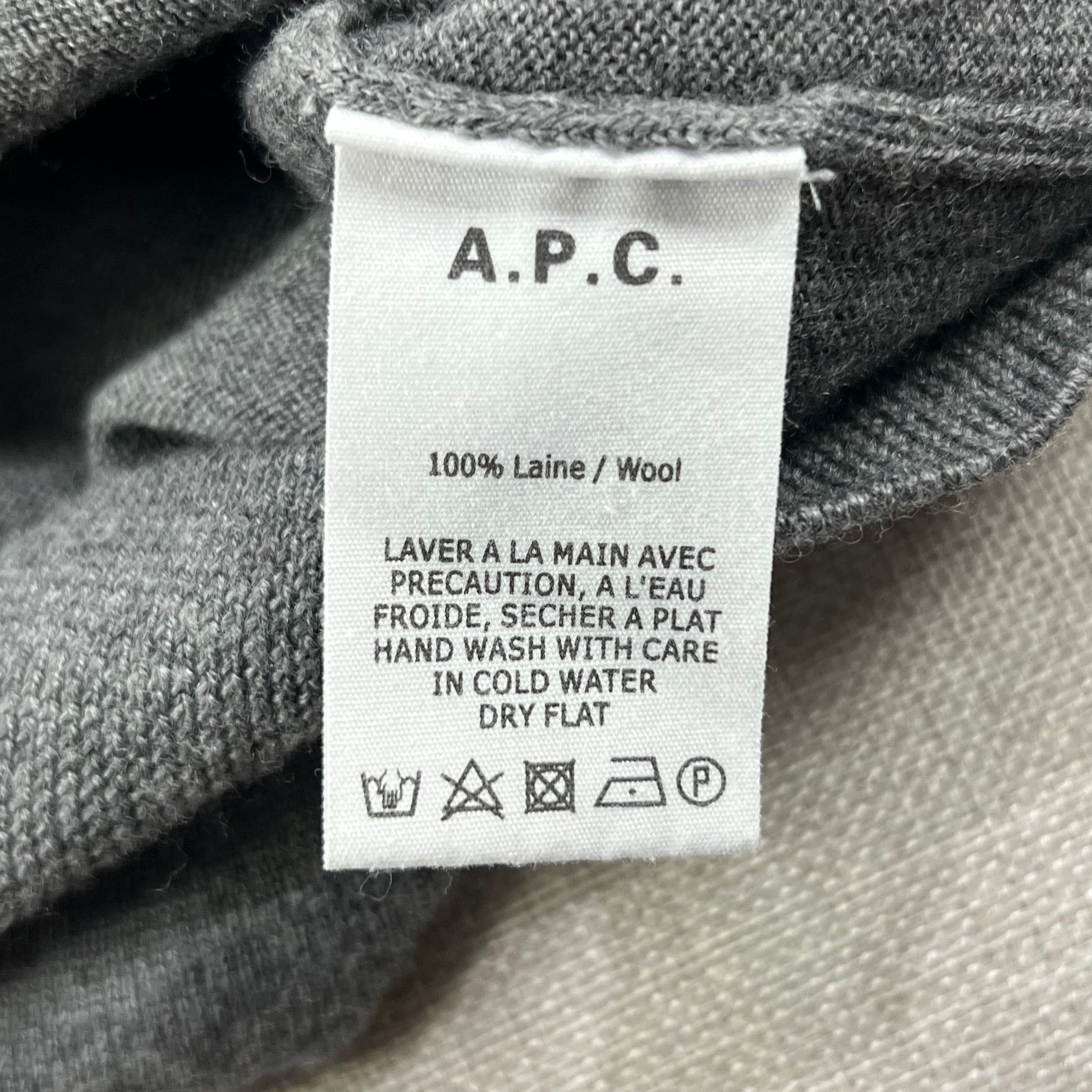 A.P.C. GREY KNIT POLO SWEATER