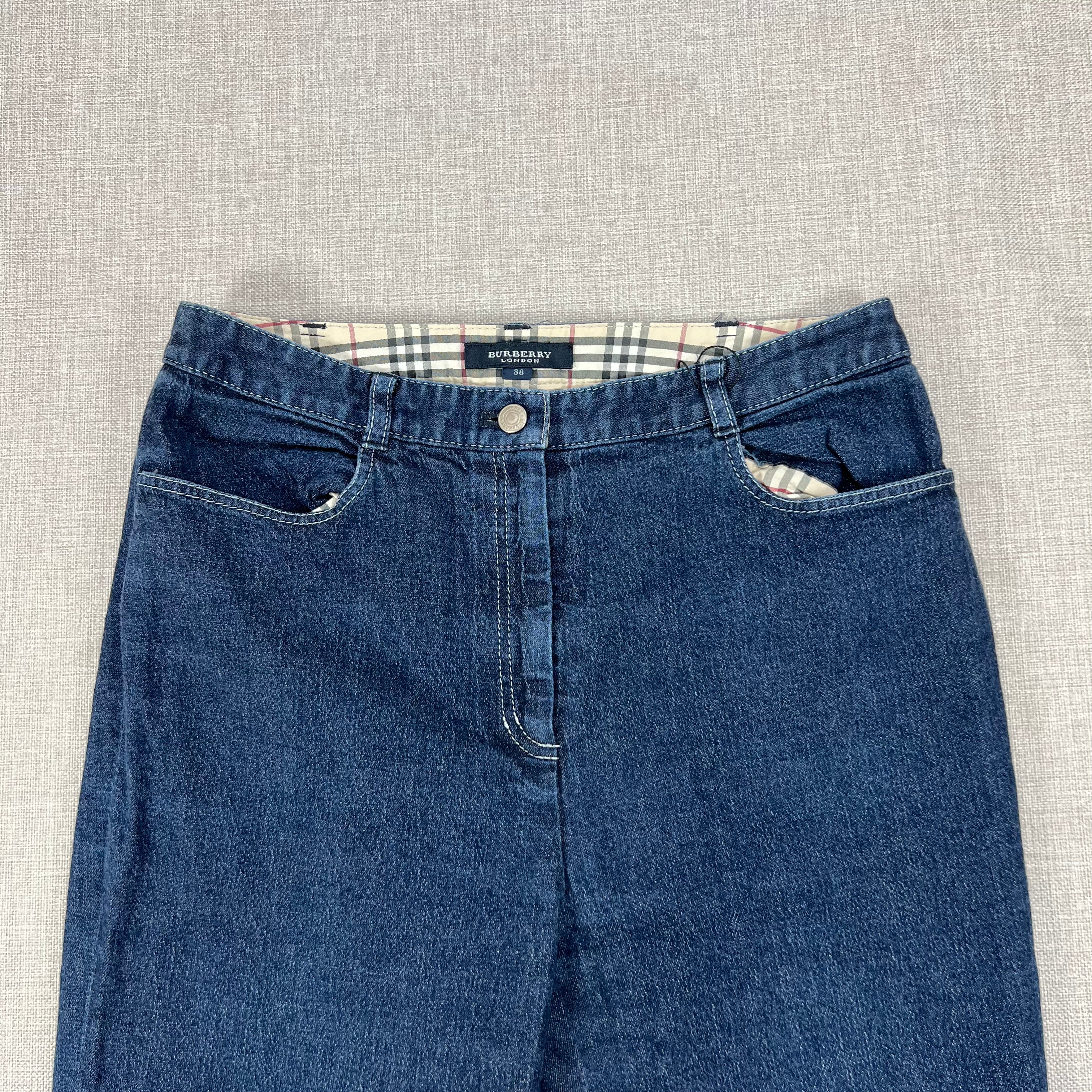 BURBERRY NOVA CHECK CUFF DENIM JEANS