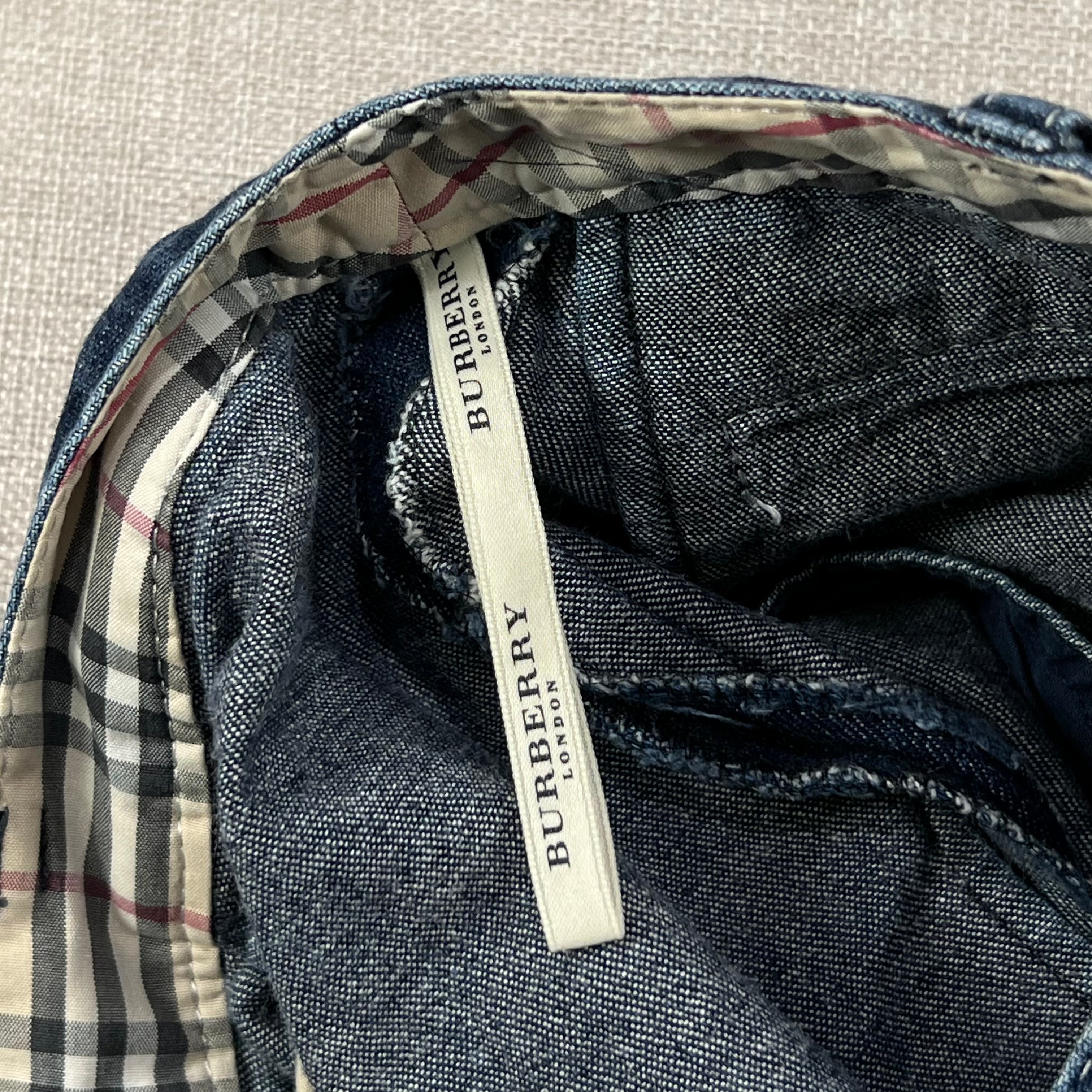 BURBERRY NOVA CHECK CUFF DENIM JEANS