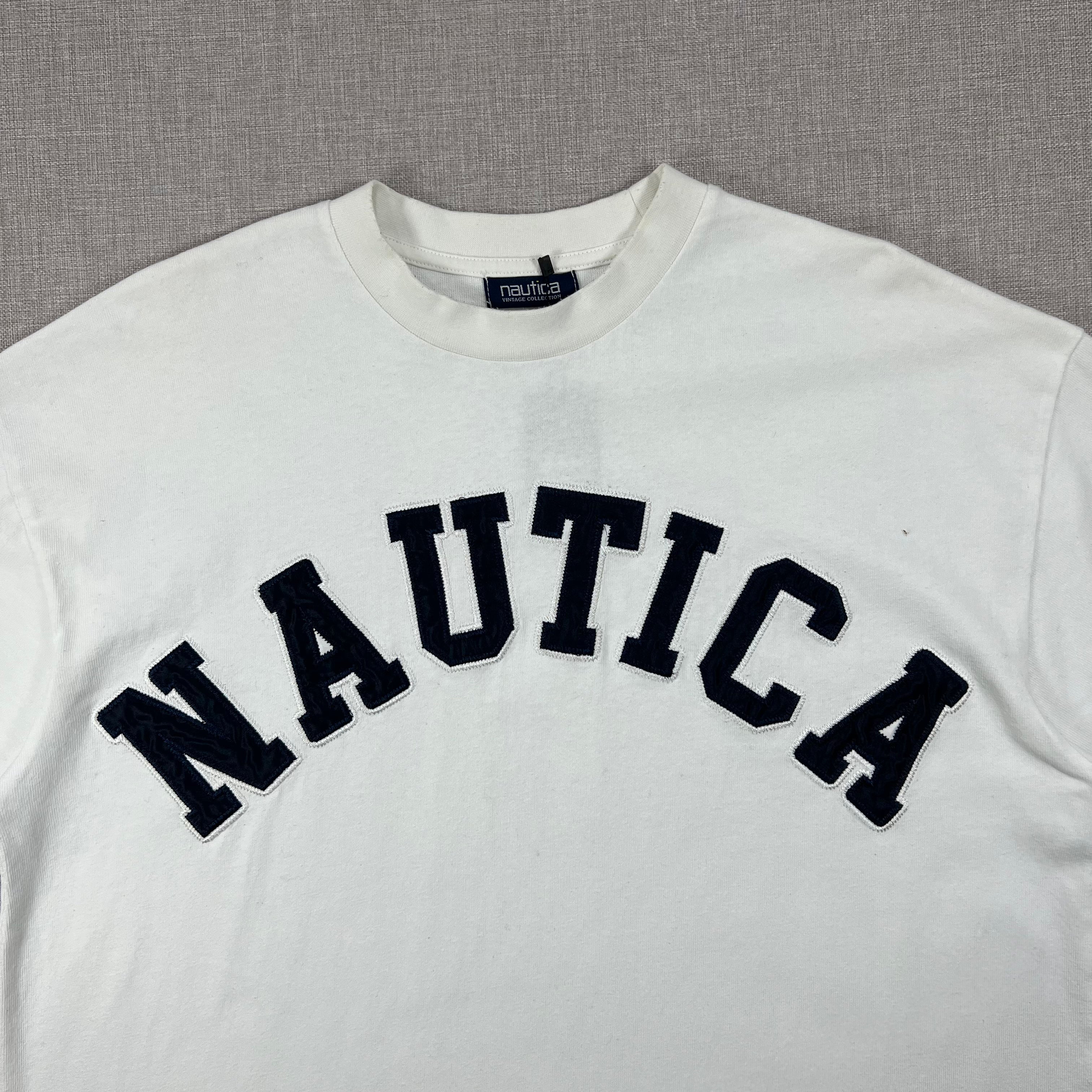 NAUTICA JAPAN "TOO HEAVY" ARCH LOGO TEE