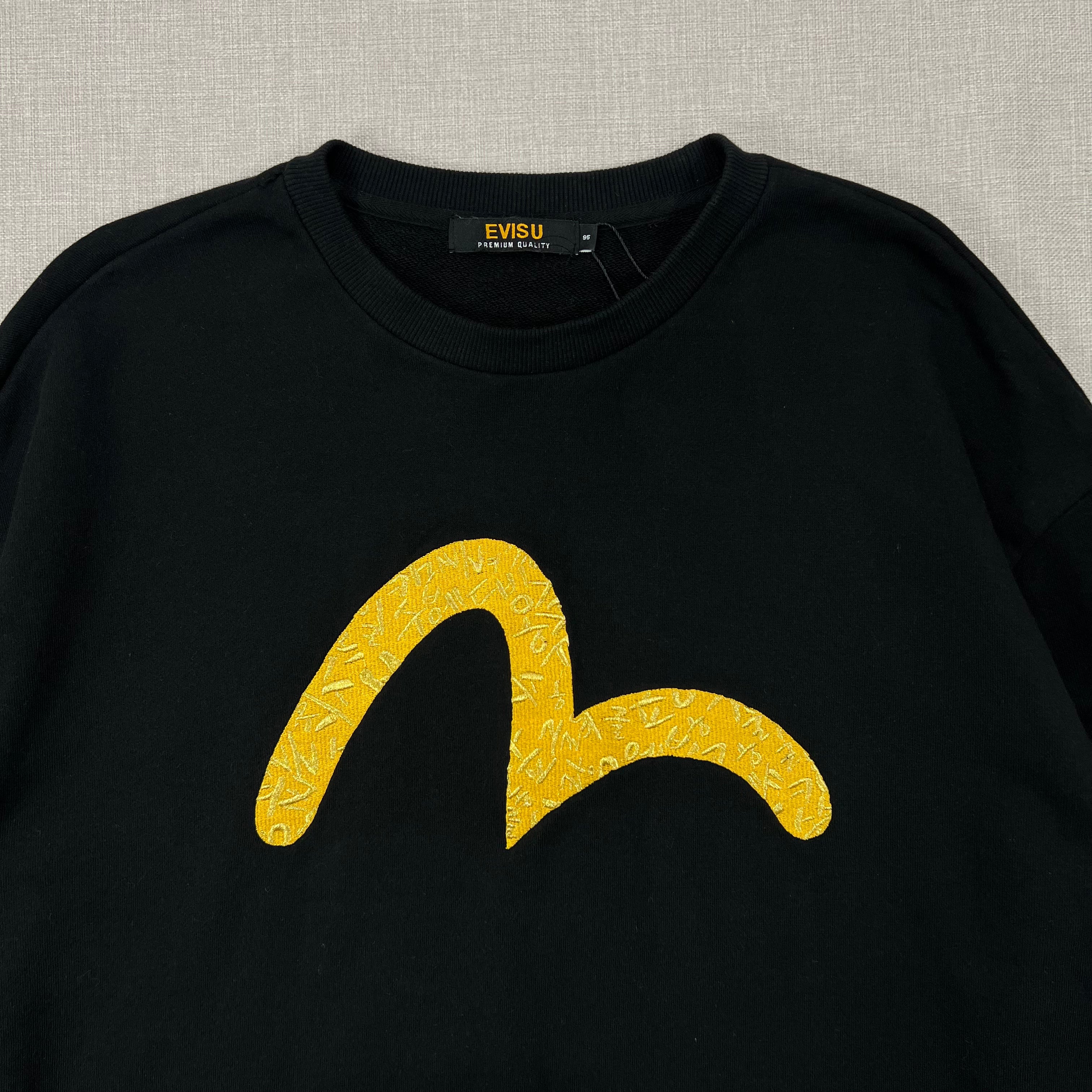 EVISU BLACK CREWNECK SWEATSHIRT
