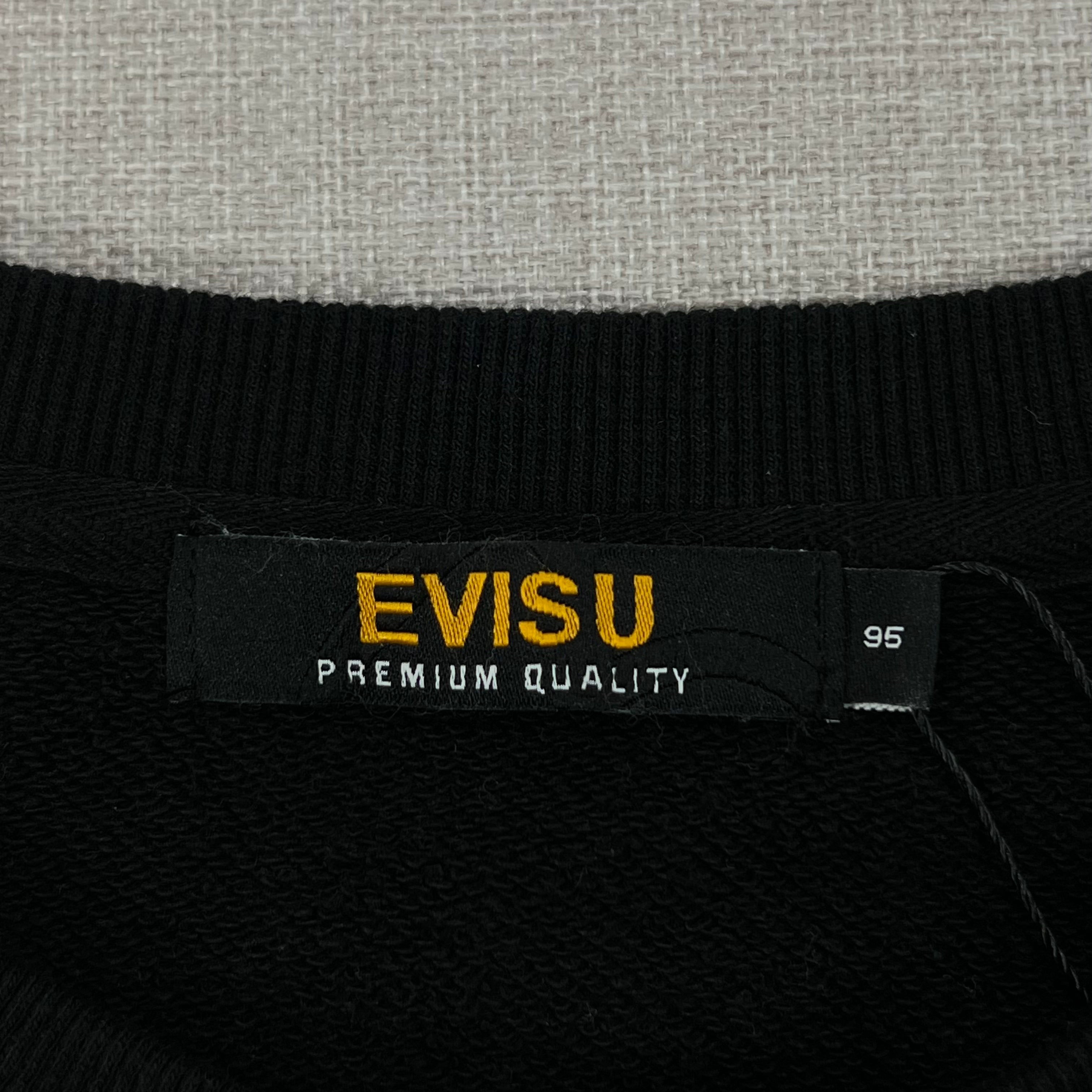 EVISU BLACK CREWNECK SWEATSHIRT