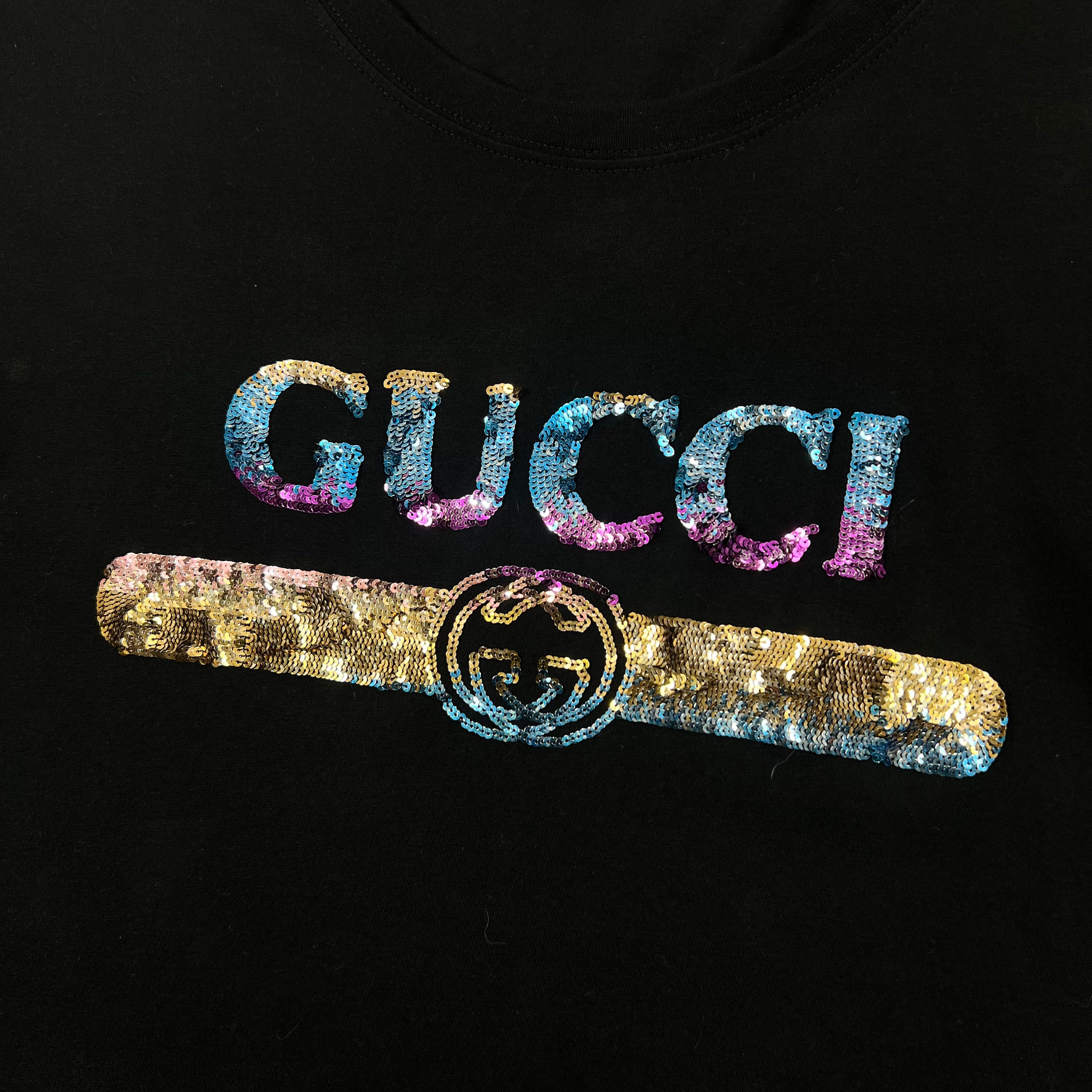 GUCCI RAINBOW SEQUIN LOGO TEE