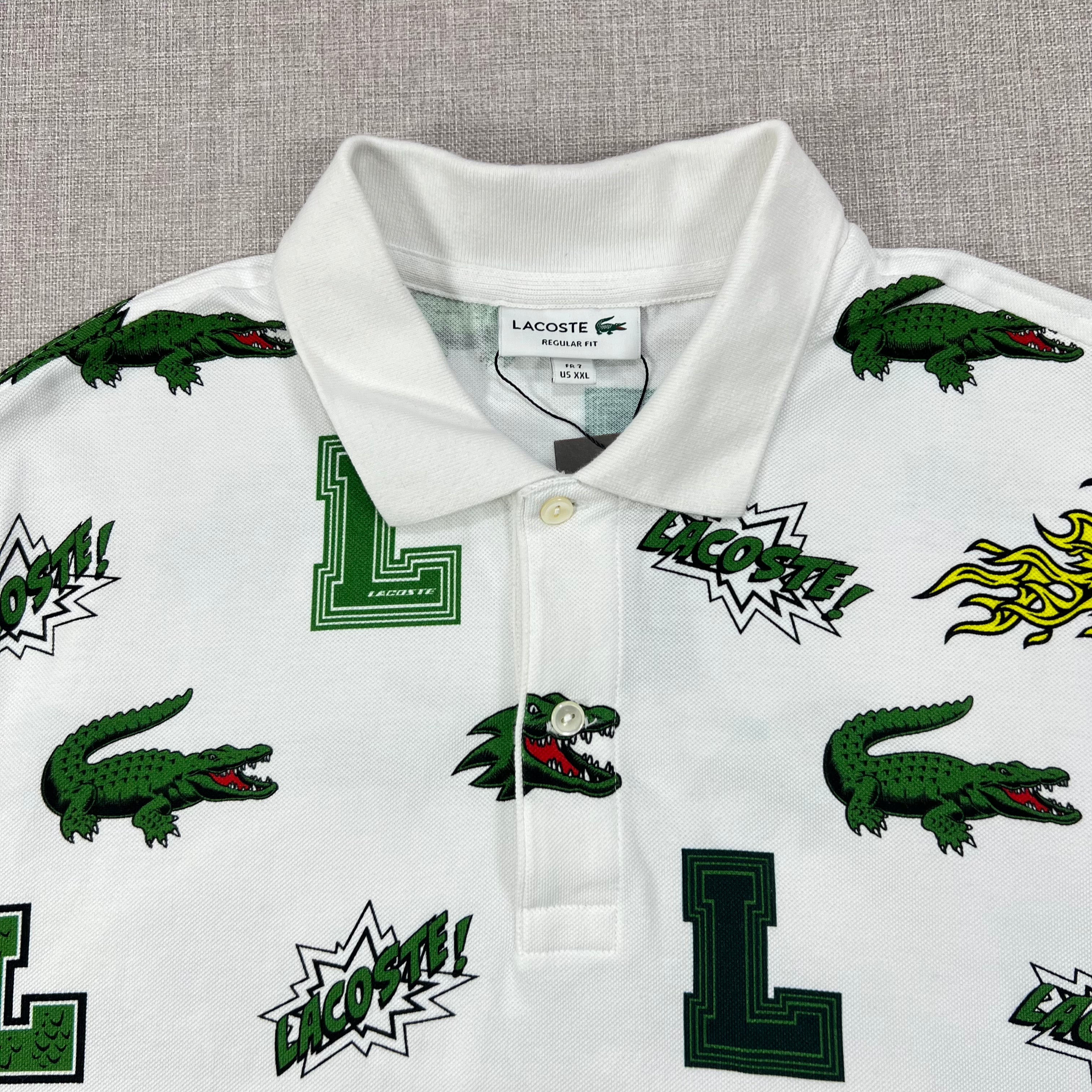 LACOSTE MENS HOLIDAY REGULAR FIT CROCODILE PRINT POLO