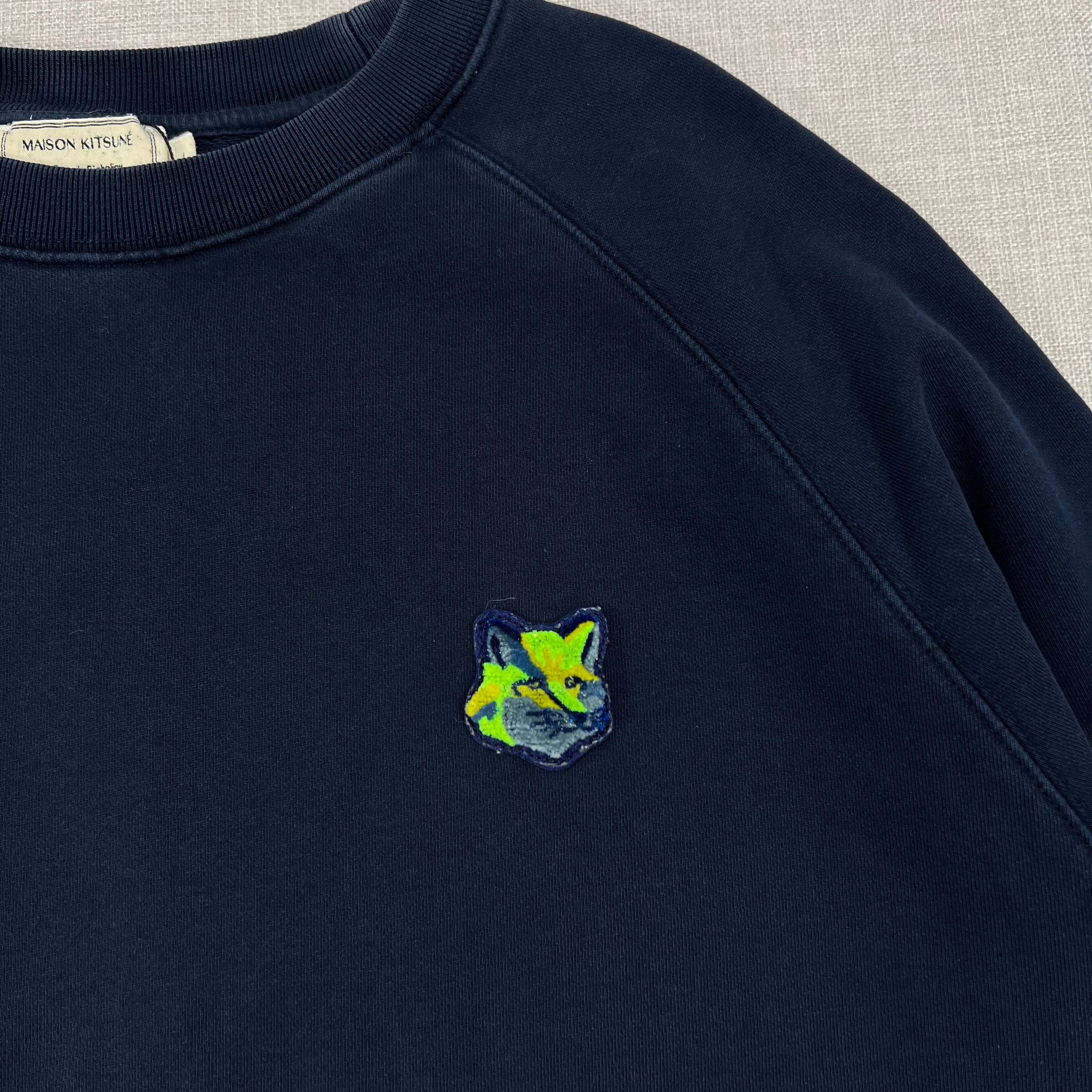 MAISON KITSUNE NEON FOX PATCH CREW SWEATSHIRT