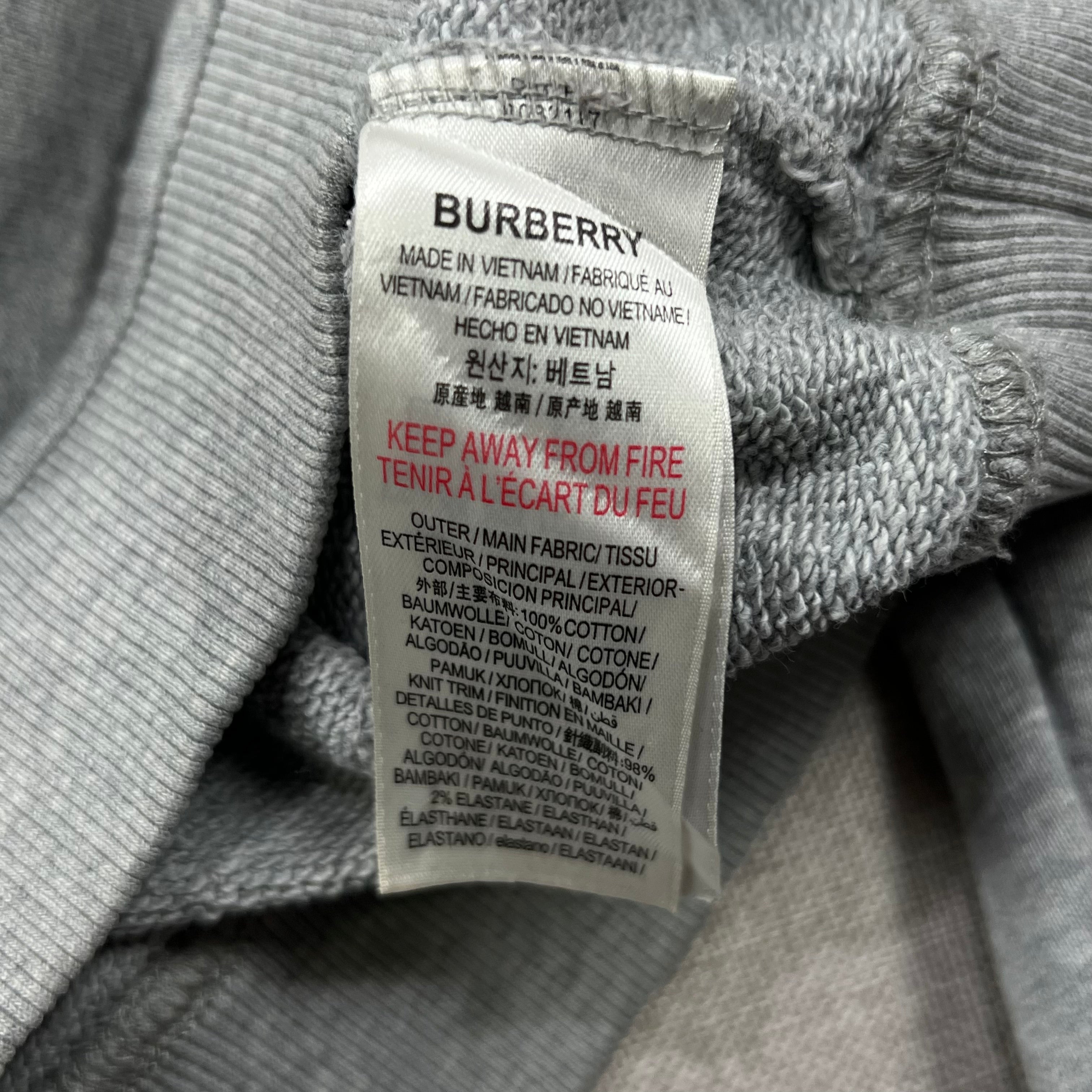 BURBERRY PALE GREY MELANGE DEER-MOTIF CREW NECK JUMPER