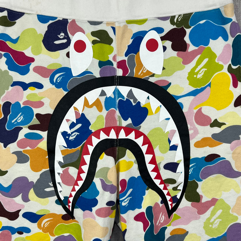 BAPE MULTI CAMO SHARK SWEAT SHORTS