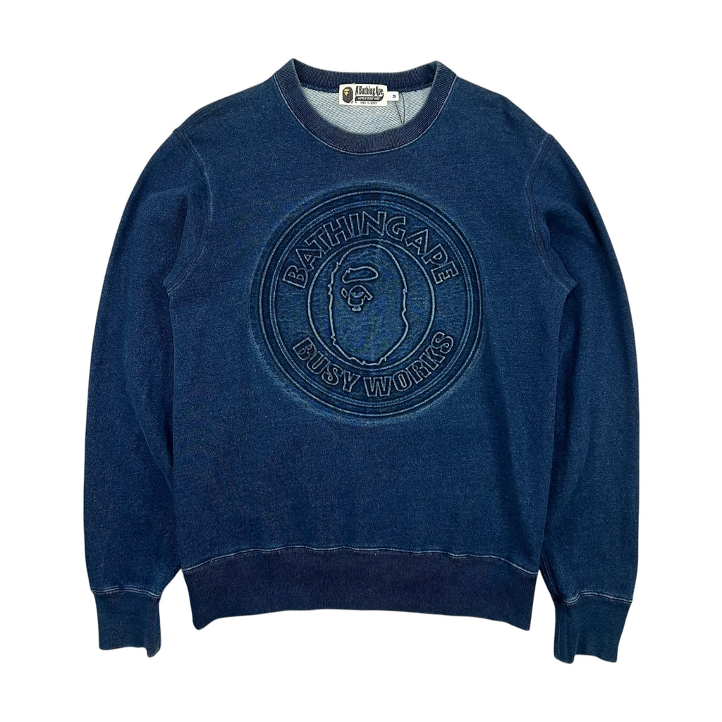 BAPE "BUSY WORKS" EMBOSSED LOGO SWEATSHIRT