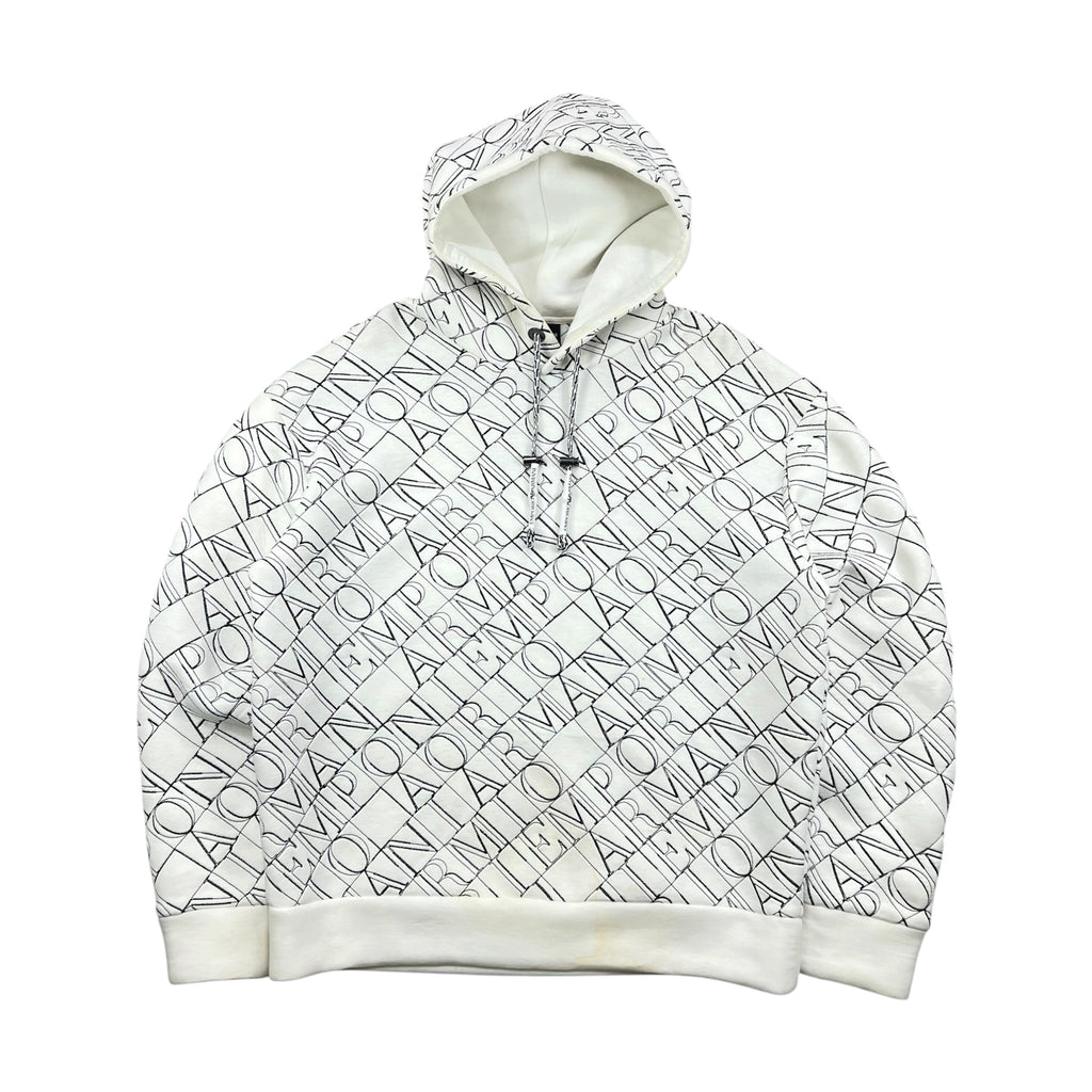 EMPORIO ARMANI CROSSWORD-STYLE TEXT LOGO HOODIE