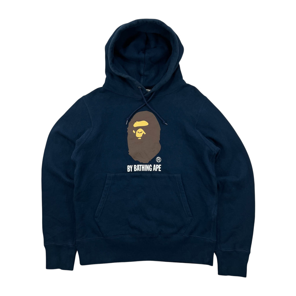 BAPE LARGE FLOCKED GRAPHIC LOGO PULLOVER HOODIE