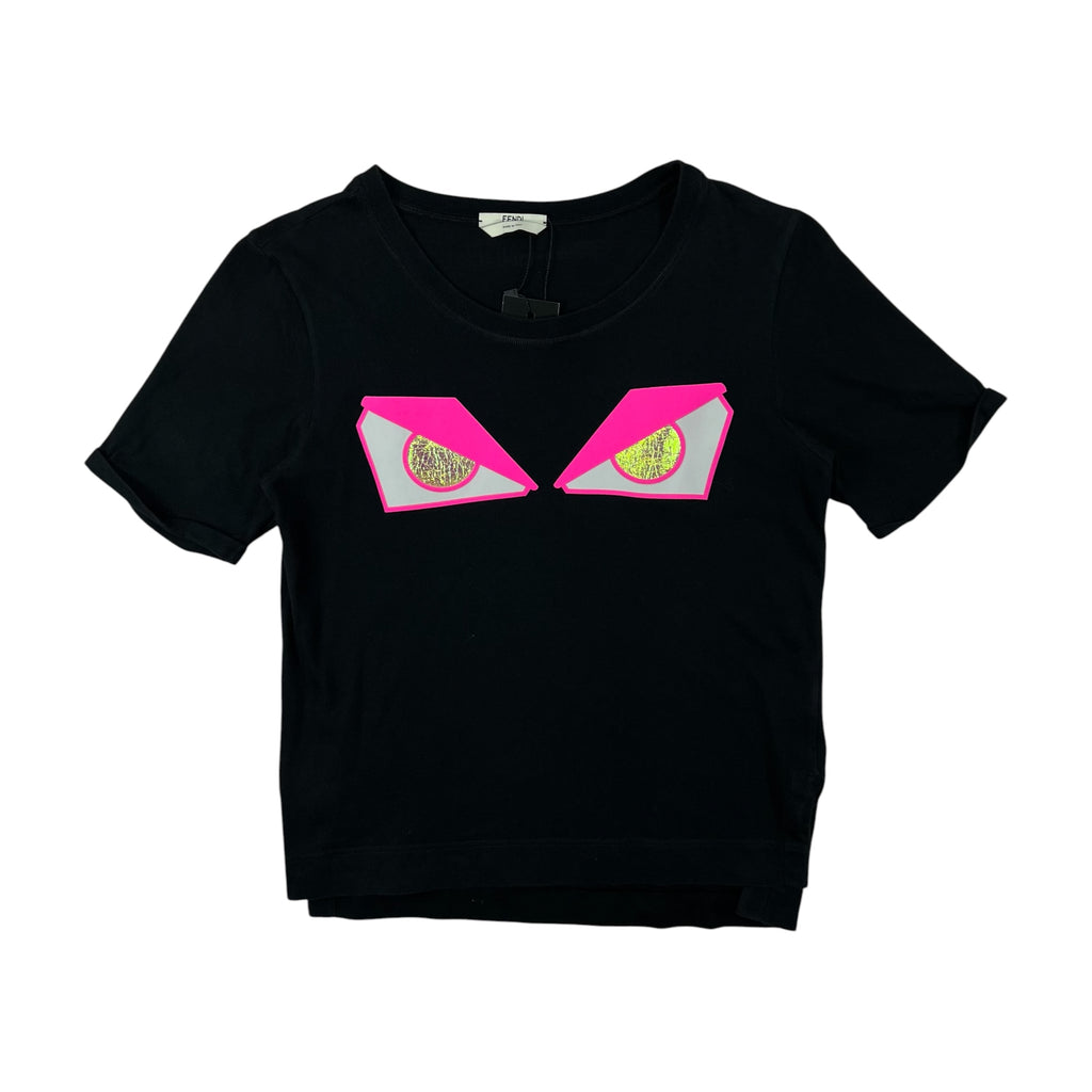 FENDI BLACK "MONSTER EYES" GRAPHIC TEE