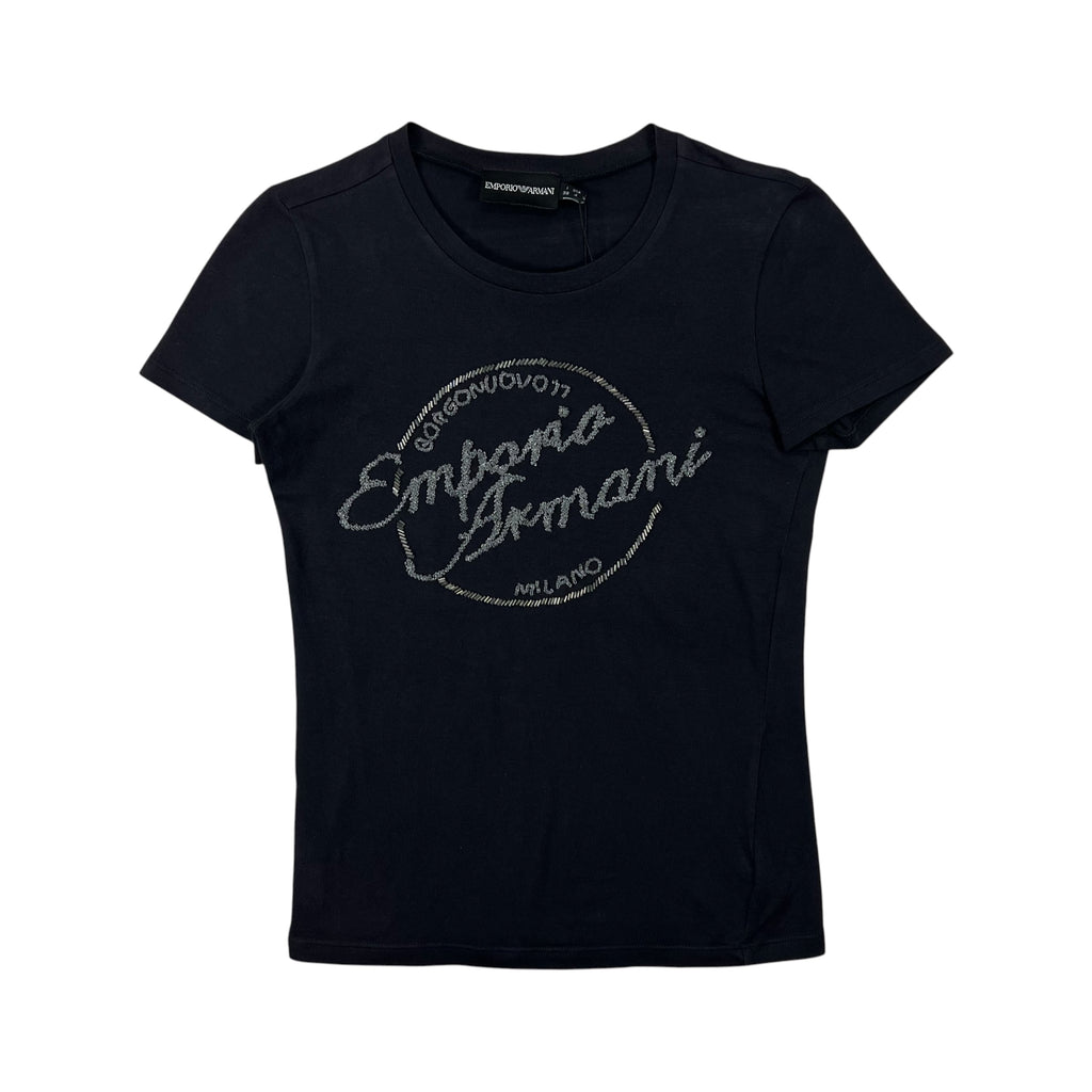 EMPORIO ARMANI EMBELLISHED LOGO TEE