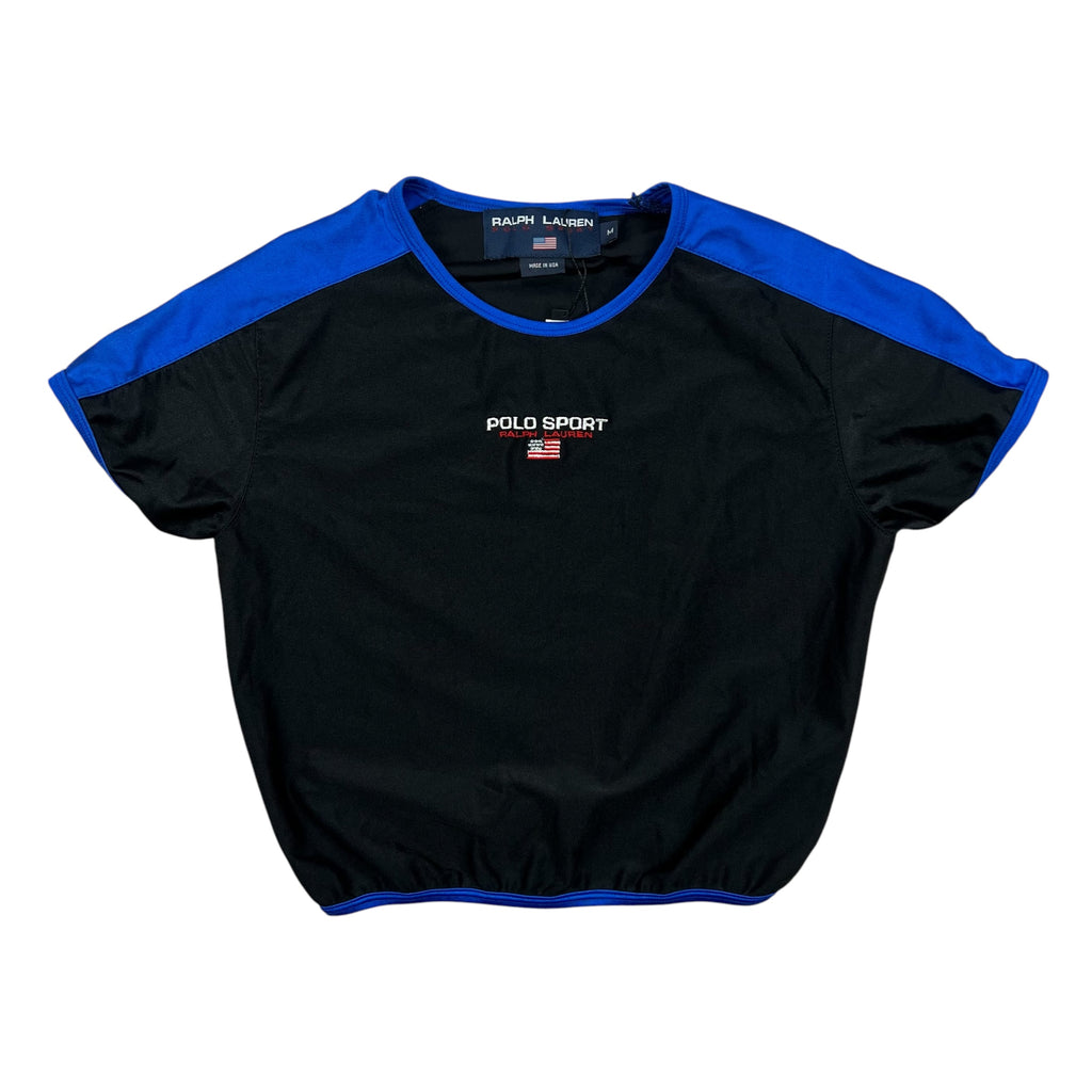 VINTAGE 1990'S RALPH LAUREN POLO SPORT MESH JERSEY BLUE SLEEVES