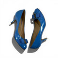 SALVATORE FERRAGAMO BLUE PATENT LEATHER PUMPS