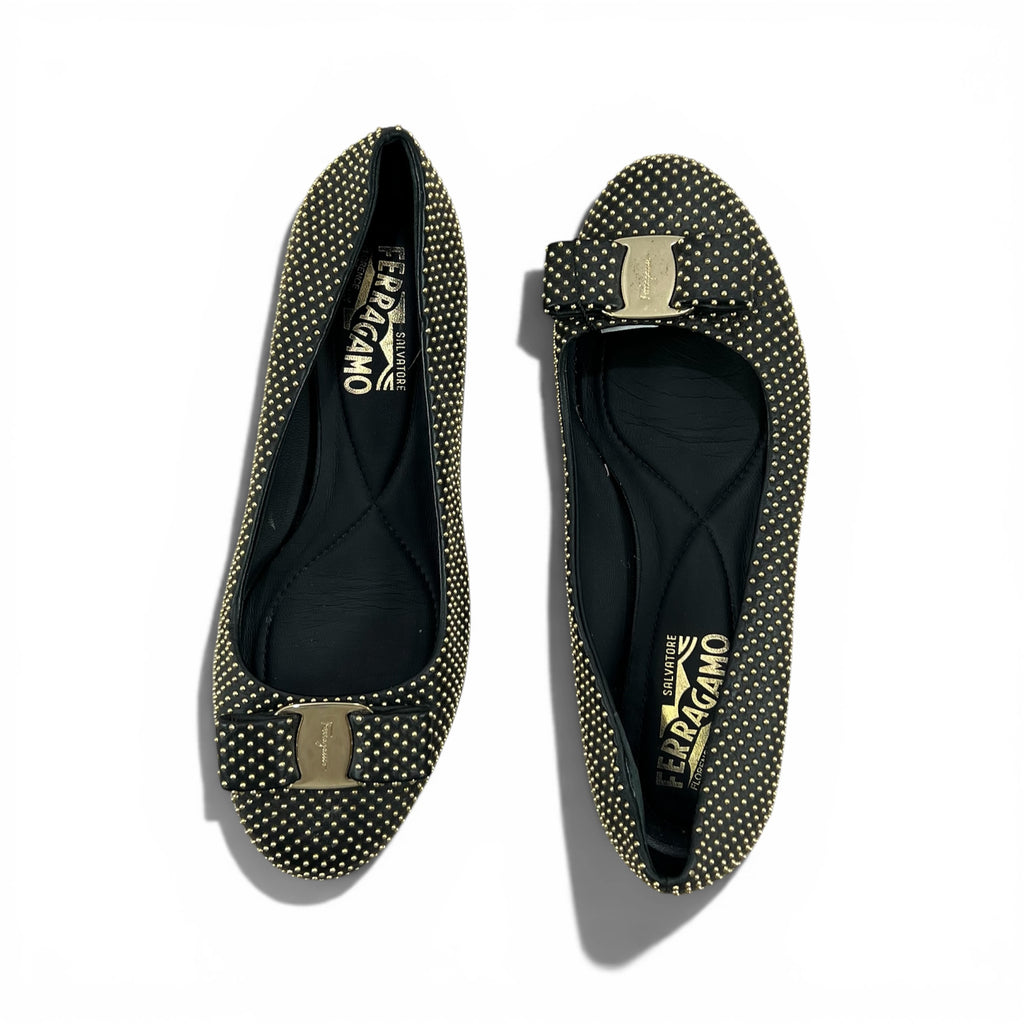 SALVATORE FERRAGAMO VARA SUEDE BALLET FLATS