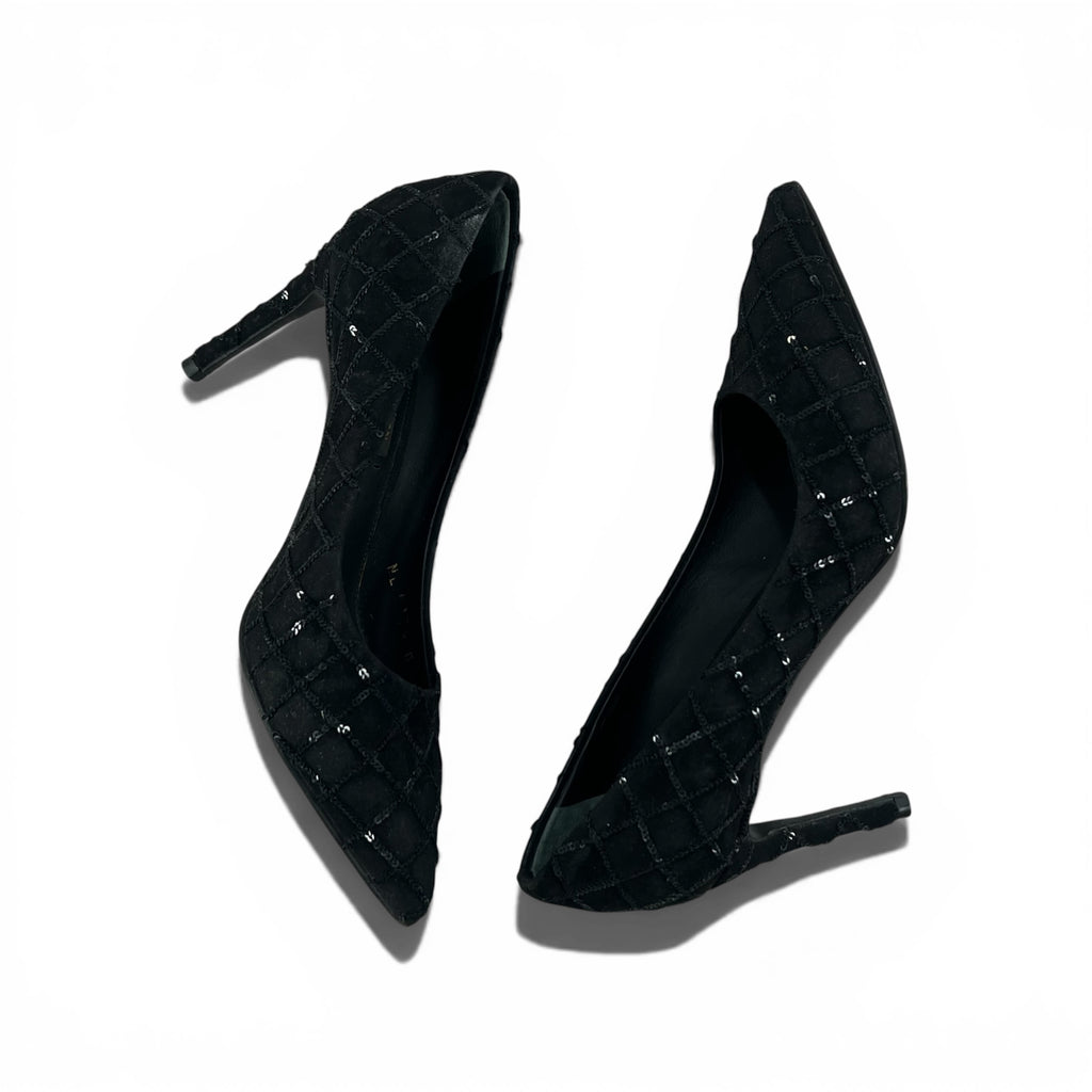 LOUIS VUITTON BLACK SEQUIN HEELS