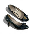 SALVATORE FERRAGAMO BLACK PATENT LEATHER VARA BOW PUMPS