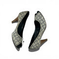 LOUIS VUITTON MINI LIN MONOGRAM PEEP-TOE PUMPS