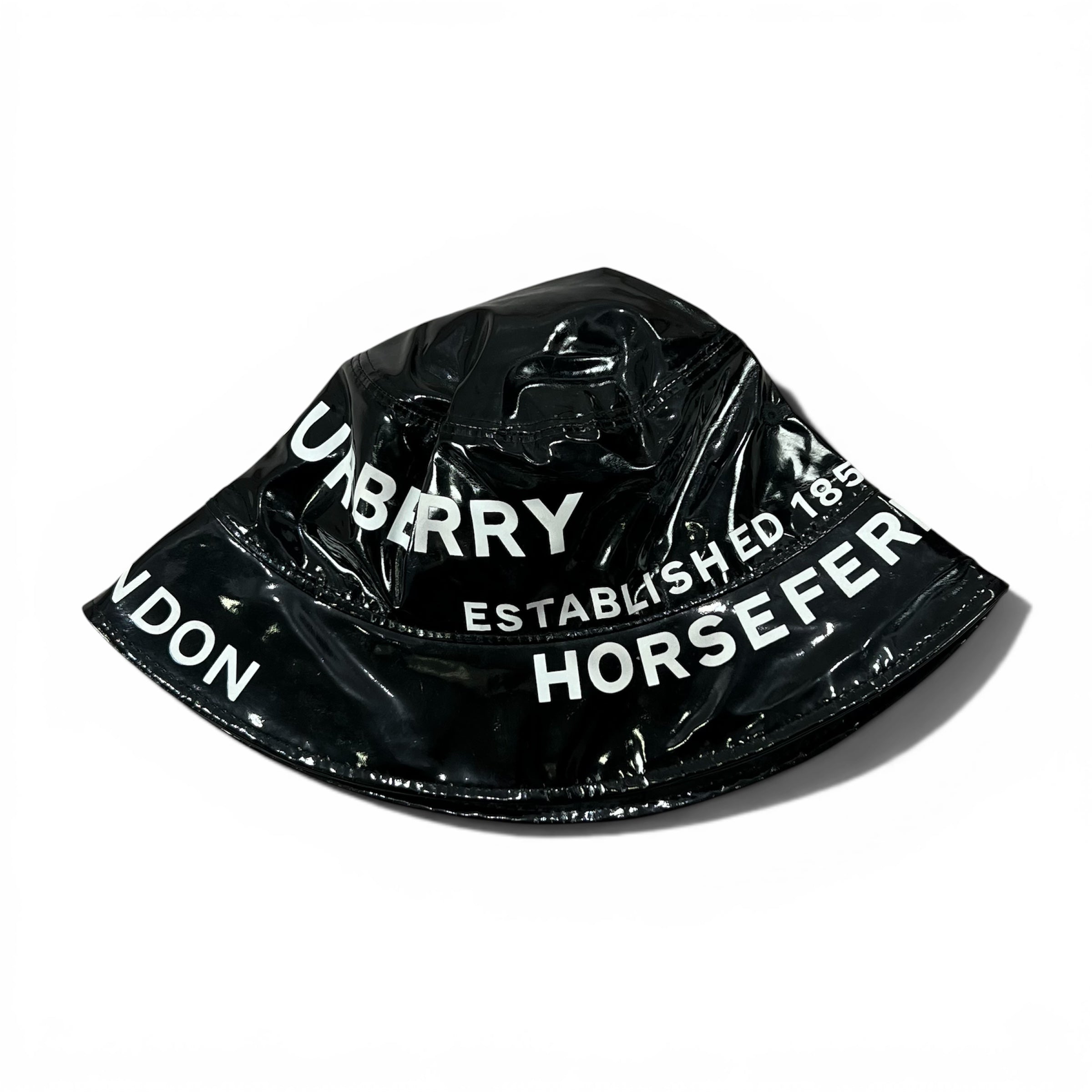 BURBERRY BLACK LEATHER BUCKET HAT "HORSEFERRY"