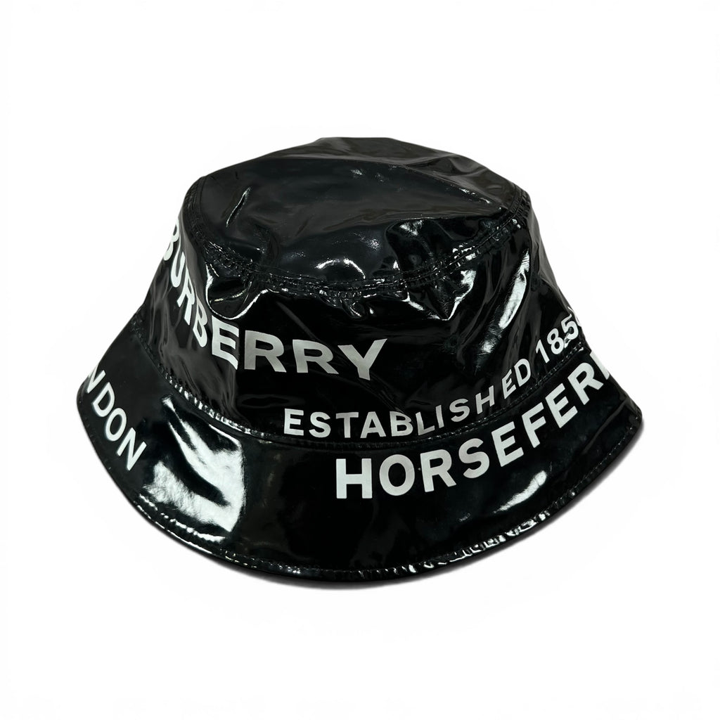 BURBERRY BLACK LEATHER BUCKET HAT "HORSEFERRY"