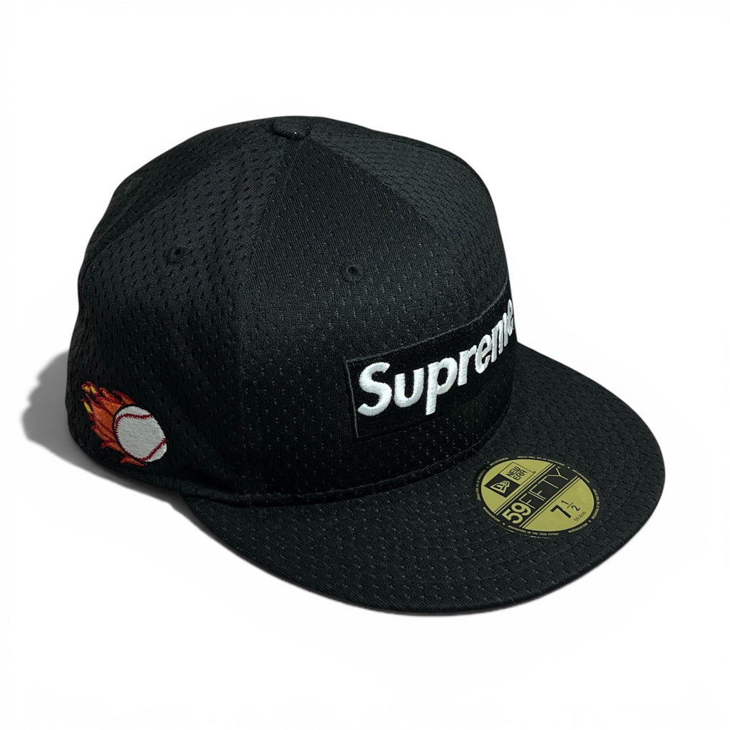 BLACK SUPREME NEW ERA 59FIFTY MESH BOX LOGO BASEBALL CAP
